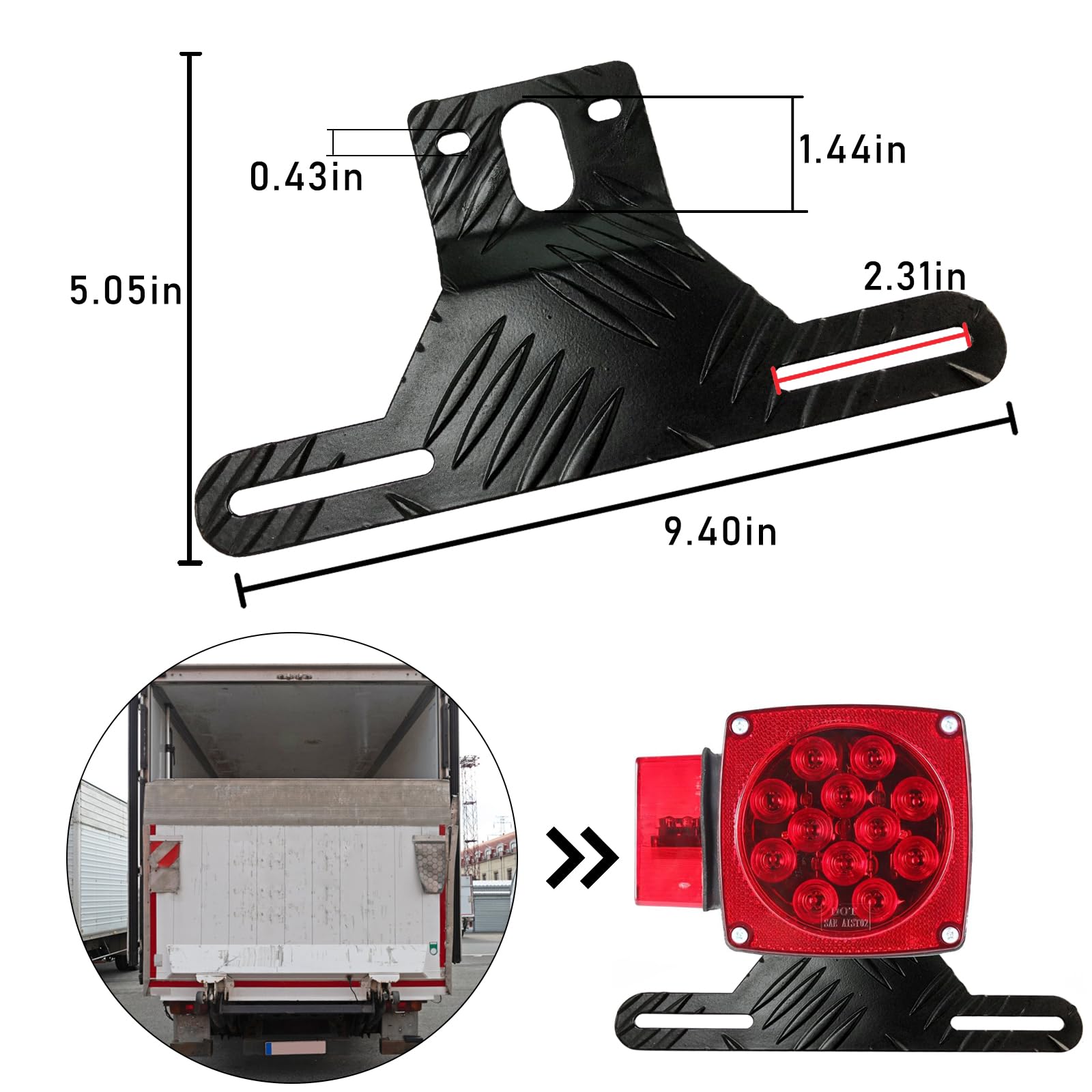 Kewucn Car Aluminum License Plate Light Bracket, Auto License Plate Holder Bracket And Light Mount, Universal Vehicle Exterior A