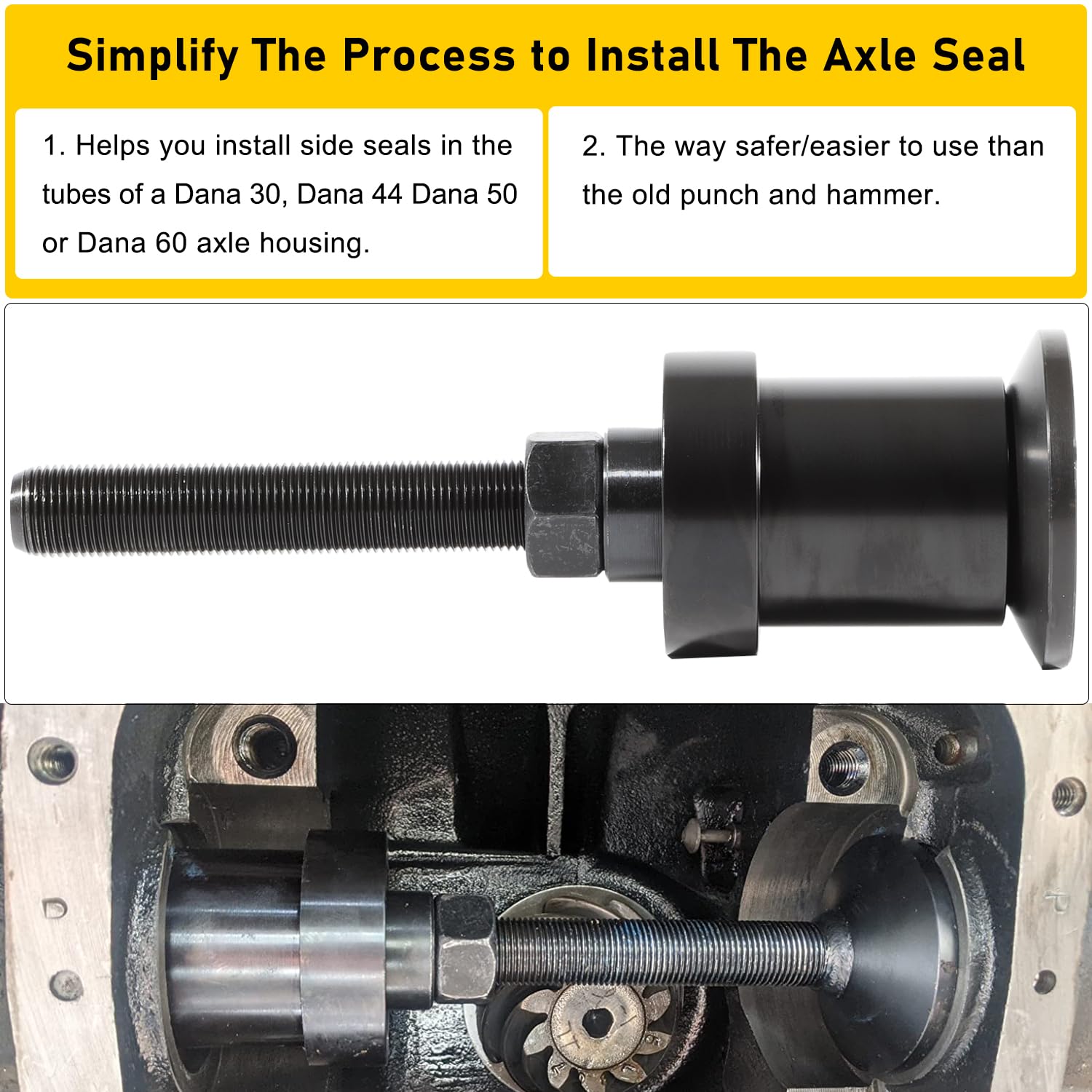 Camoo Inner Axle Side Seal Installation Tool for Dana 30/44/60 - Compatible with Jeep, Ford, Dodge, Chevrolet, GMC, and More