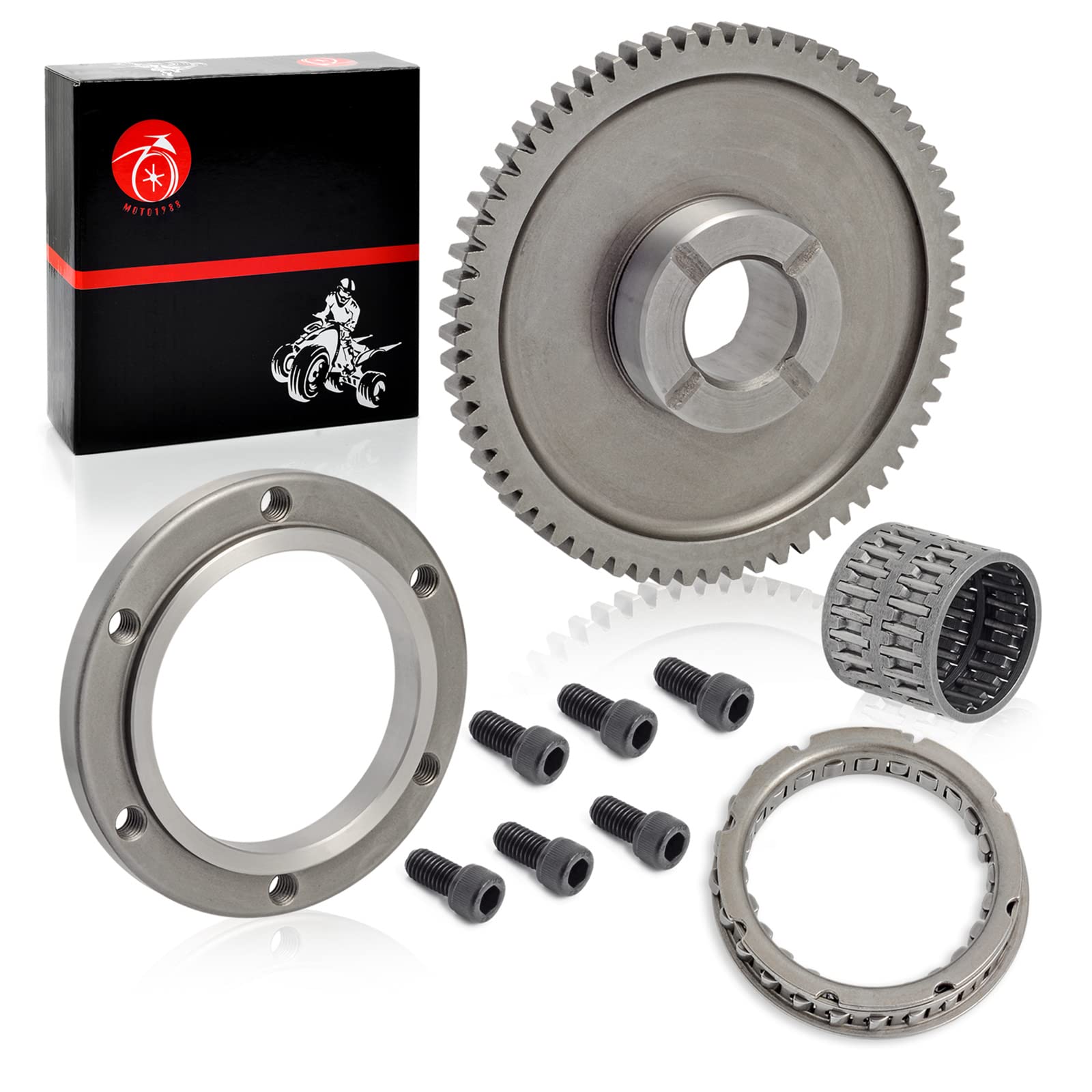 MOTO1988 Starter Clutch One Way Bearing Gear Idler Kit for YAMAHA Raptor 350, Warrior, Big Bear 350, Kodiak 400, Wolverine 350