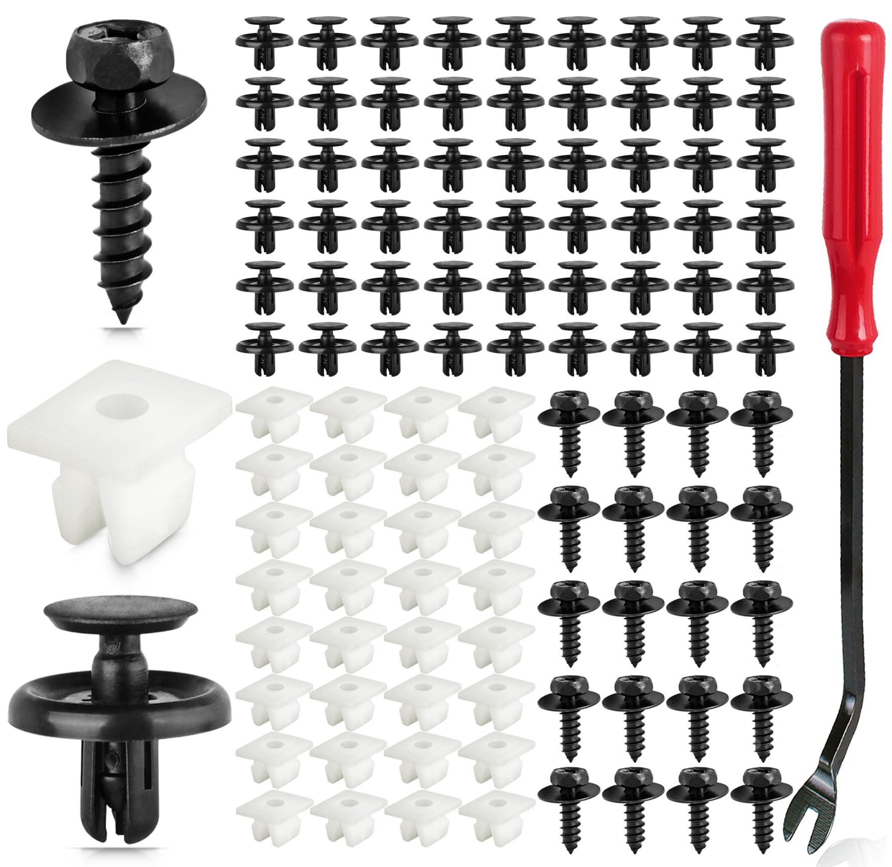 Xislet 101 PCS Engine Under Cover Fender Push Pin Rivets 90467-07201 Compatible with Toyota & Lexus Camry Corolla Plastic Fasten