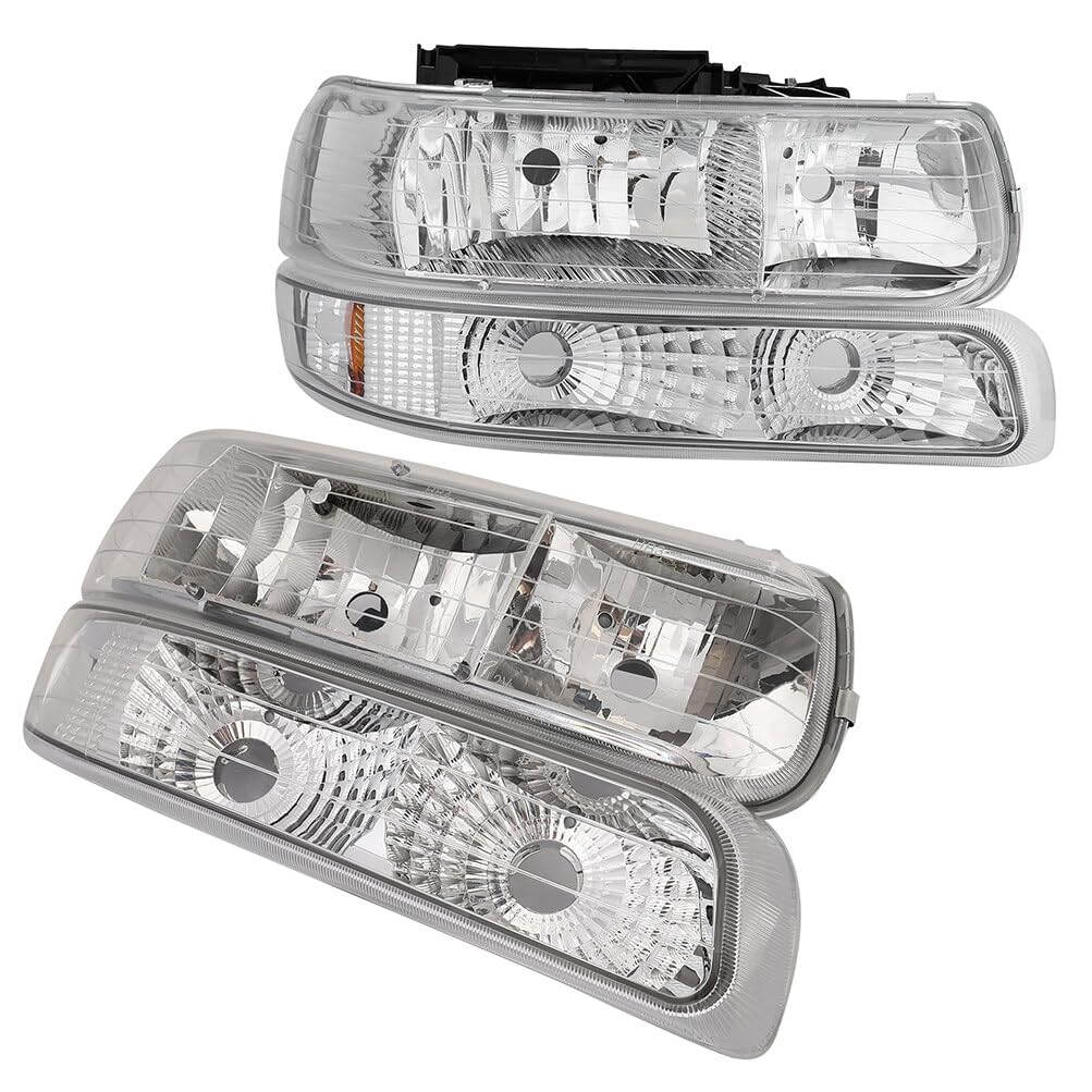 OCPTY Headlight Assembly Pair Replacement For 99-02 for Chevy Silverado 2500 01-02 for Chevy Silverado 2500 HD 3500 00-06 for Ch