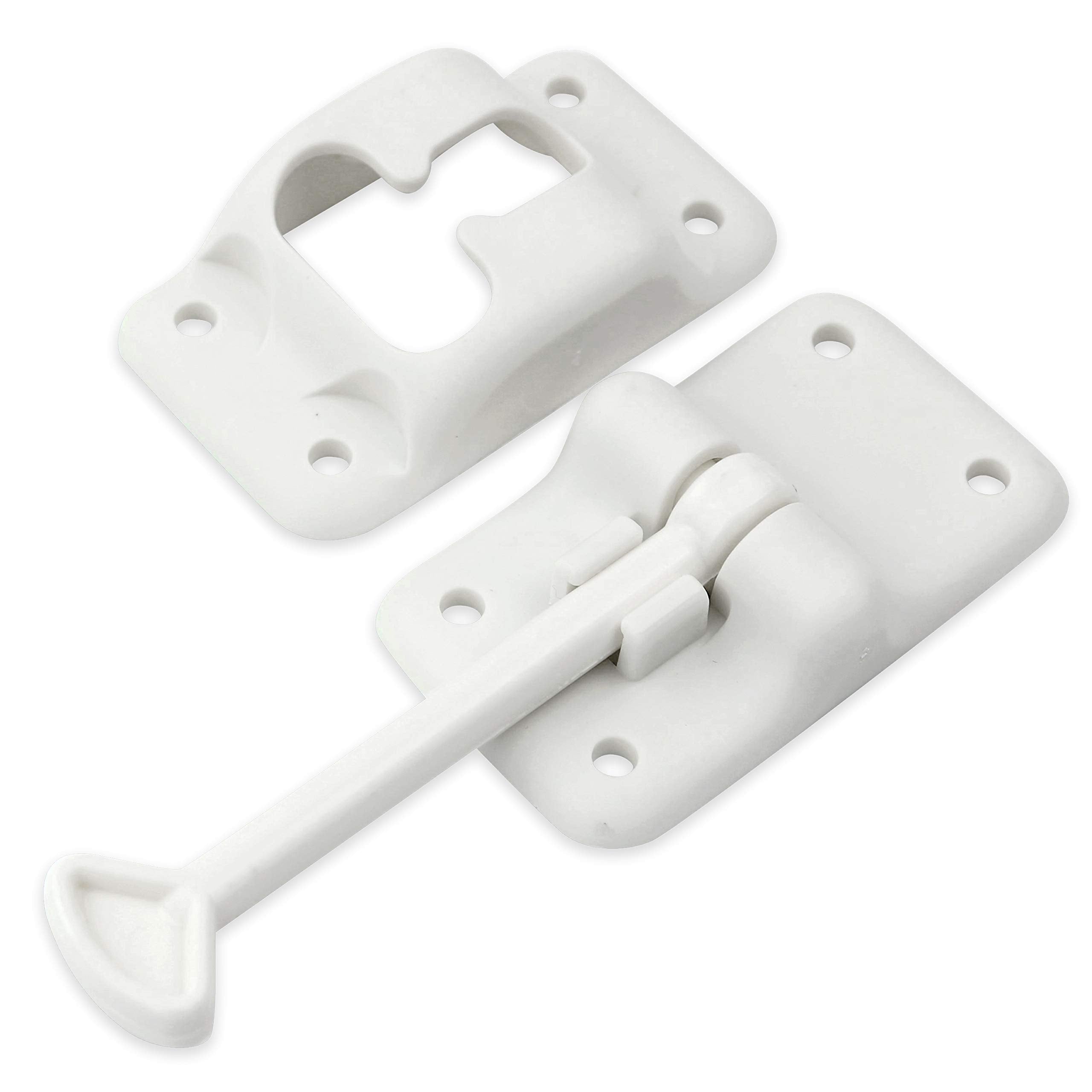 Leisure Coachworks 2-Pack White RV T-Style Door Holder Catch 4 2 Pack for Latch Holder Camper Trailer Cargo Hatch (White, 4