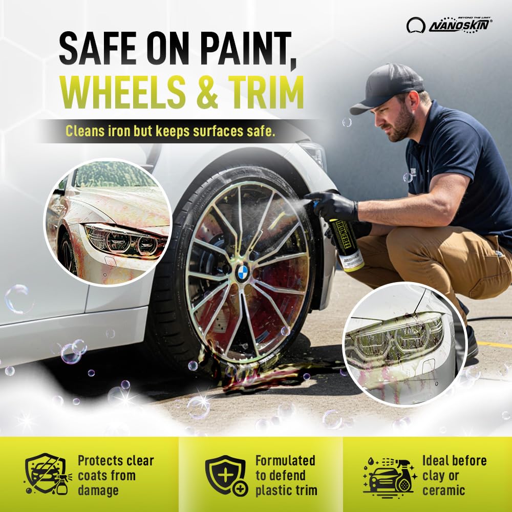 Nanoskin IRON FREE Paint, Wheel & Glass Decontamination Remover, 5 Gallons, Yellow - Removes Iron Particles for Car Detailing