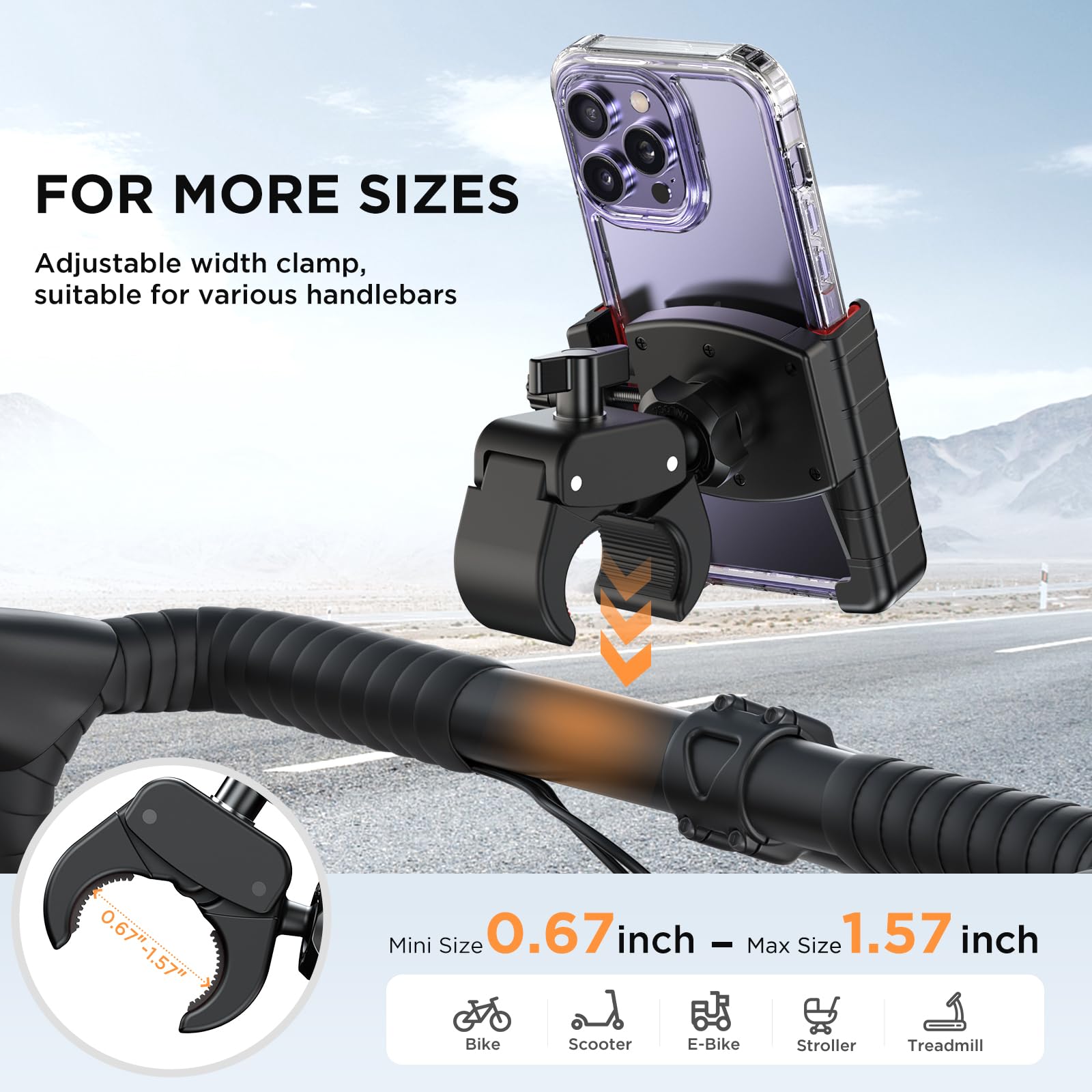 Miracase Bike Phone Holder, [Support Video Recording] Motorcycle Phone Mount, [Quick Lock] Bicycle Phone Mount Handlebar Cell Ph