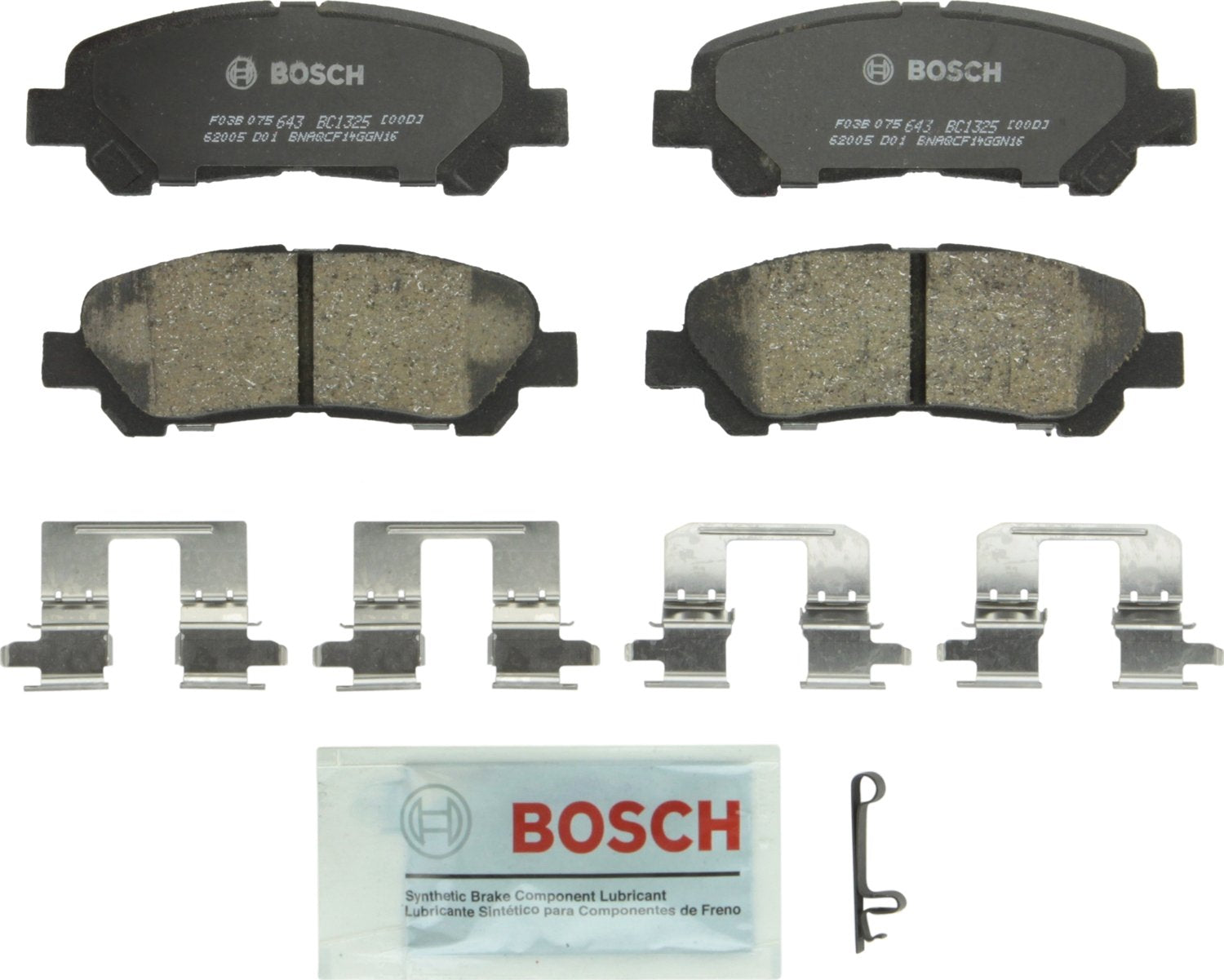 BOSCH BC1325 QuietCast Premium Ceramic Disc Brake Pad Set - Compatible with Select Toyota Highlander; REAR
