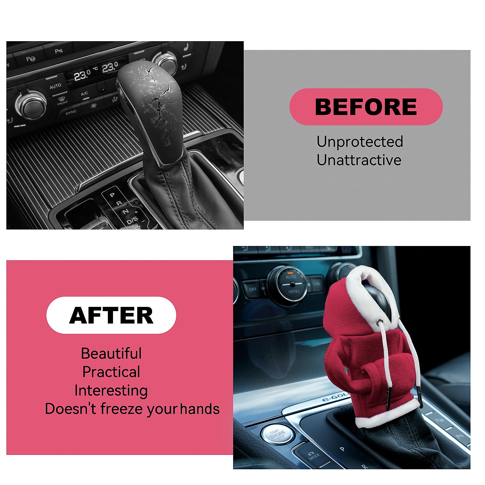 Gear Shift Hoodie Cover, Universal Car Shift Knob Hoodie, Mini Automotive Interior Cute Gadgets, Christmas Car Accessories And D