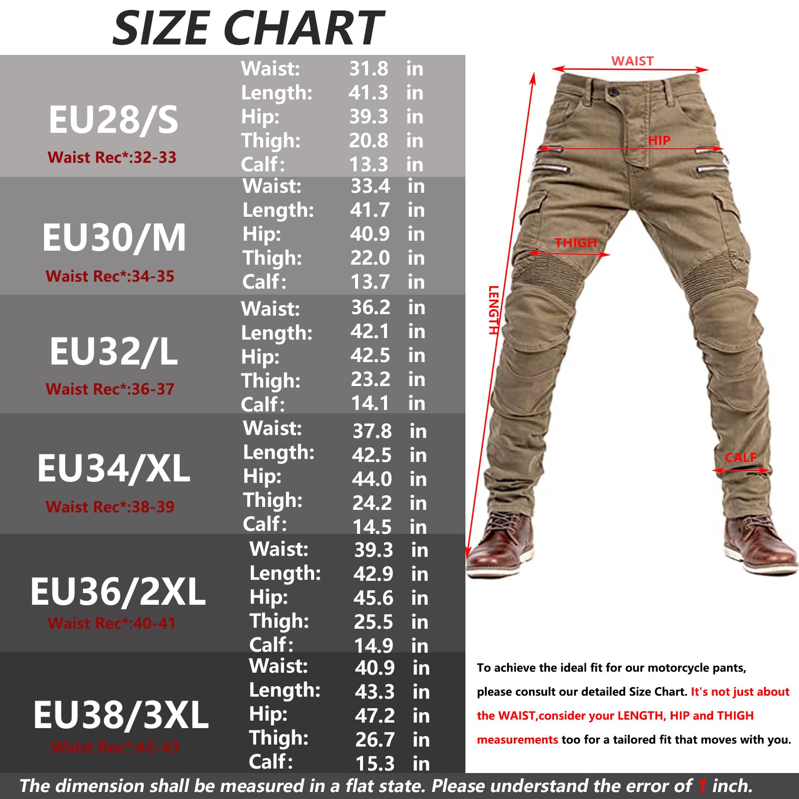 LOMENG Motorcycle Riding Pants Motorbike Motocross Cycling Jeans Safety CE Knee Hip Removable Armored All Seasons for Men Black