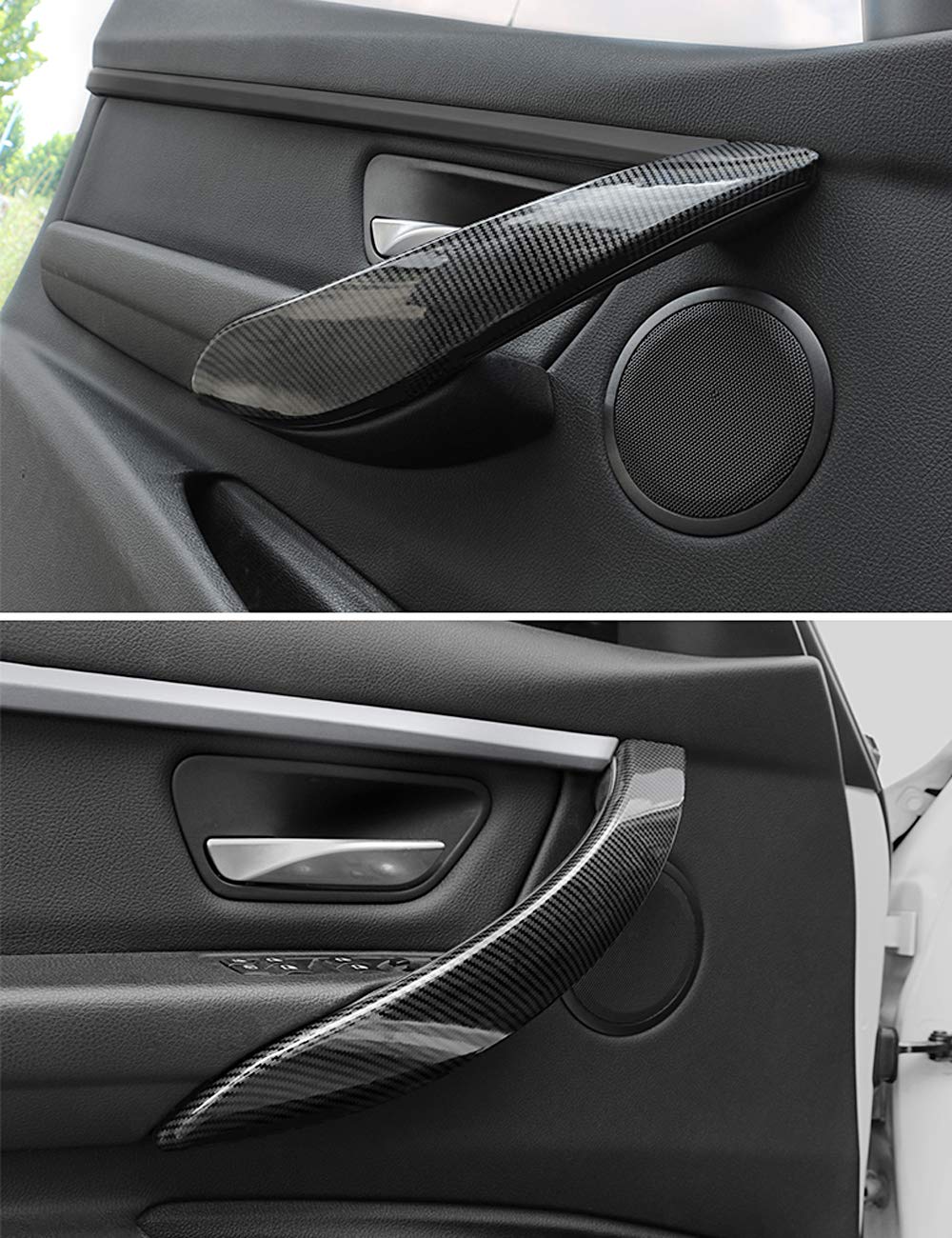Jaronx Abs Carbon Fiber Door Handle Outer Cover Replacement Compatible With Bmw 3 F30/F31 2012-2018 And 4 F32/F33 2014-2017,Carb