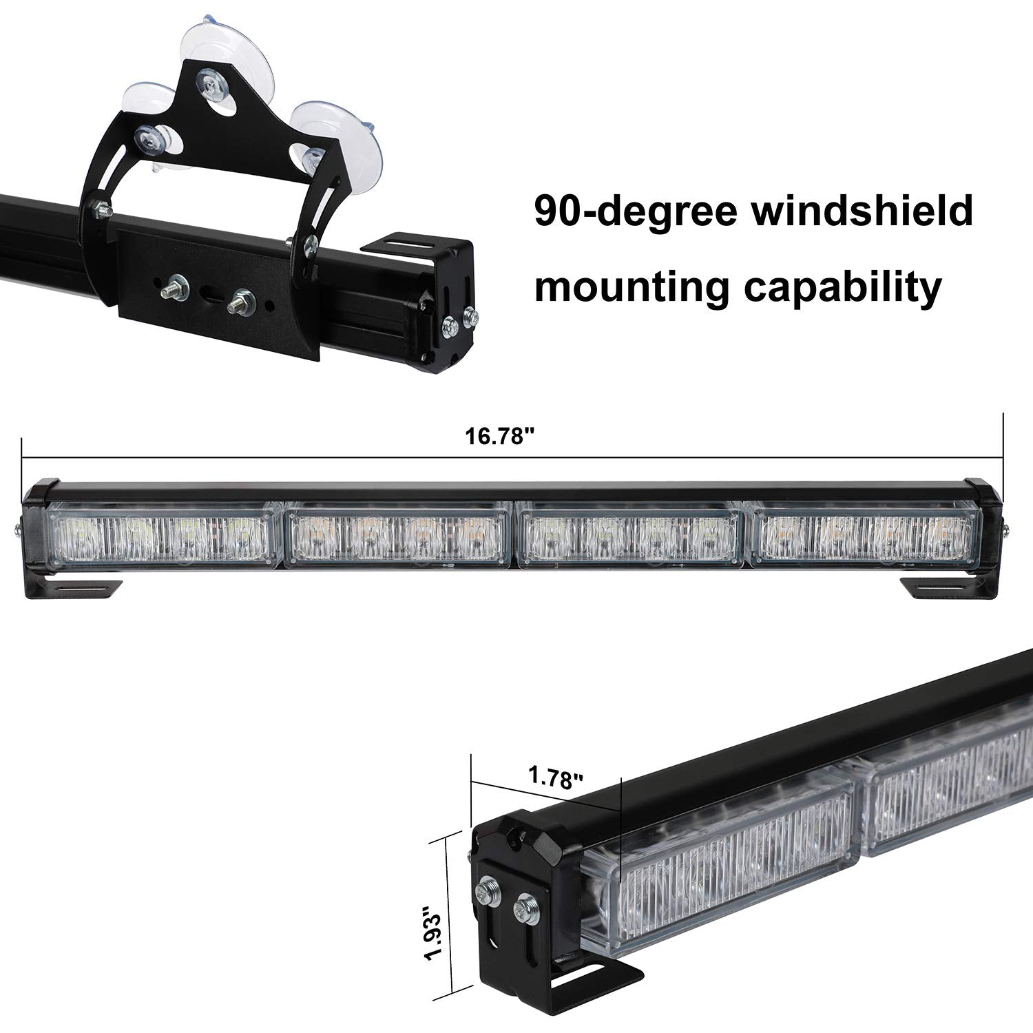 Aspl 2X16.8 Inch Emergency Flashing Led Traffic Advisor Strobe Light Bar 32Led 26 Flash Patterns Interior Safety Warning Lights (Red)
