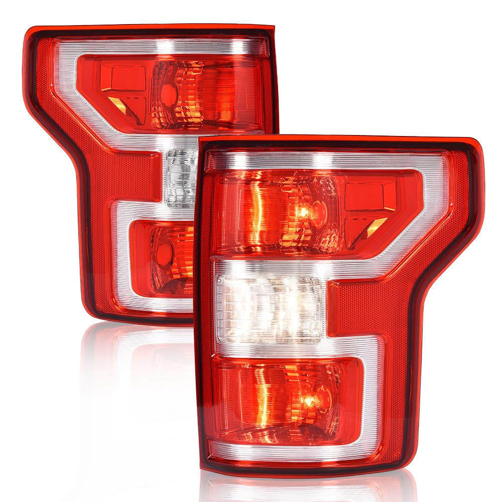 CNNELL Rear Tail Light Assembly Lamp LH&RH w/o Bulbs & Wiring Harness Compatible with Ford F150 2018-2020 JL3Z13405H, JL3Z13404H