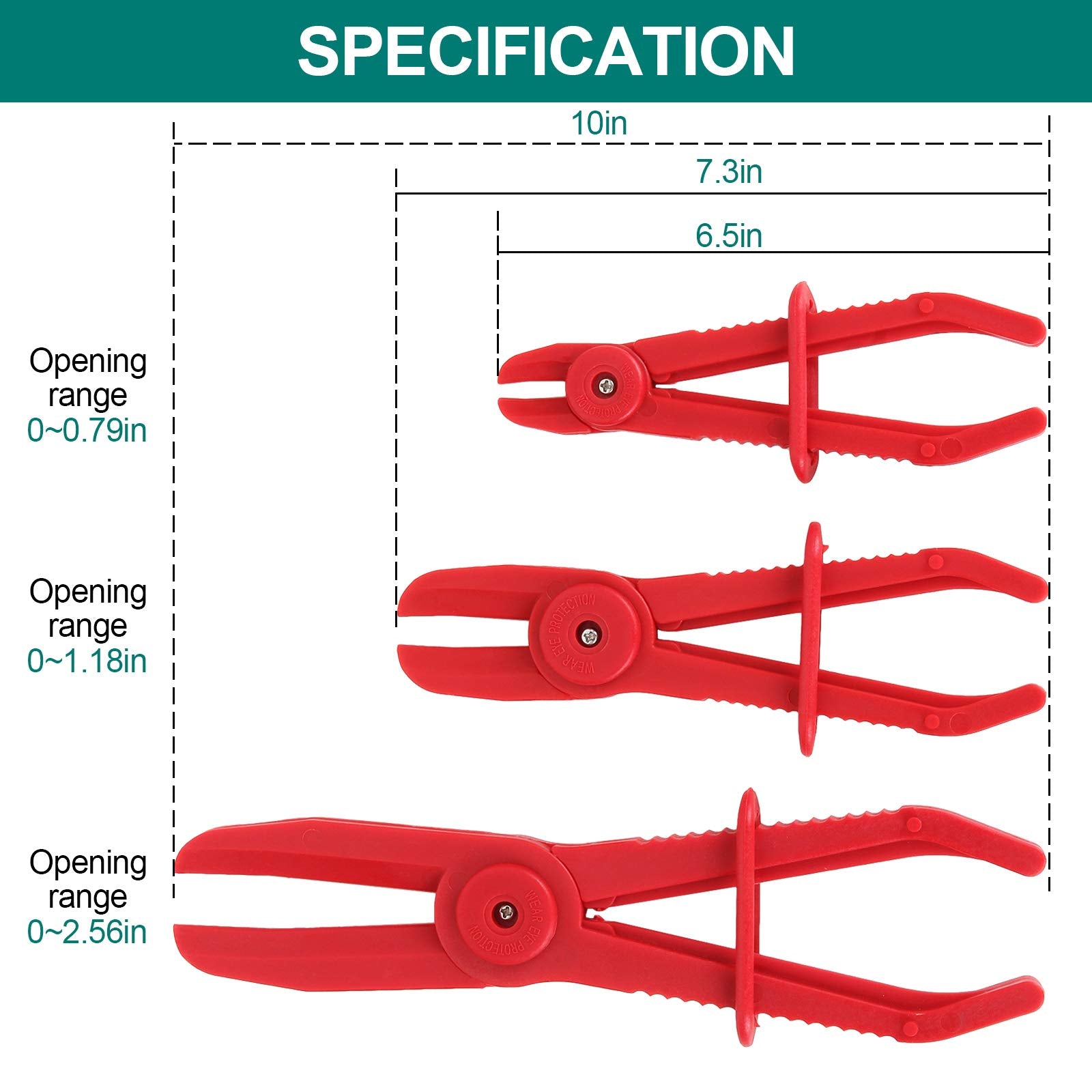 6 Pack Hose Clamp Pliers Hose Pinch Pliers Line Clamps For Fuel Hoses, Gas Lines Brake Hoses, Radiator Hoses, Coolant Hoses, Fle
