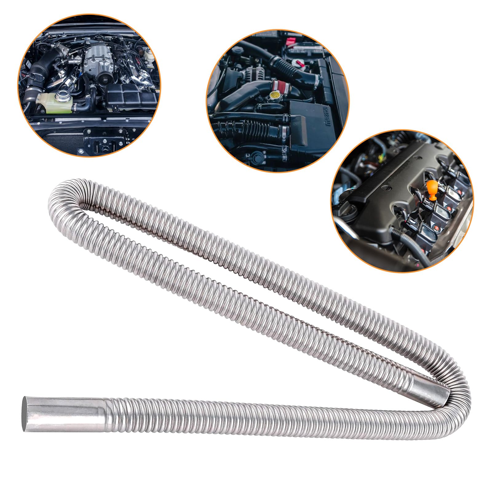 Xximuim Parking Air Heater Exhaust Pipe, Stainless Steel, 200cm, Model Exhaust123, Popular Color, Diesel Gas Vent Hose