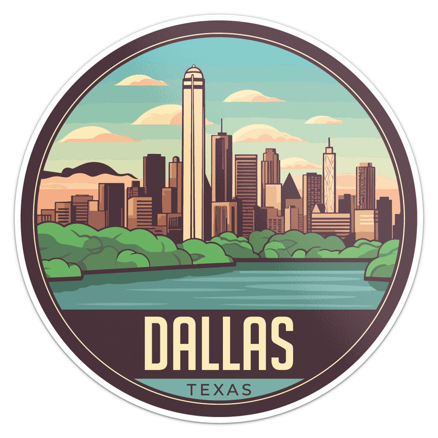 Dallas City Sticker - Waterproof Vinyl Decal for Car Bumper, Laptop, Water Bottle, Wall, and Window, Size - 3'' Longer Side