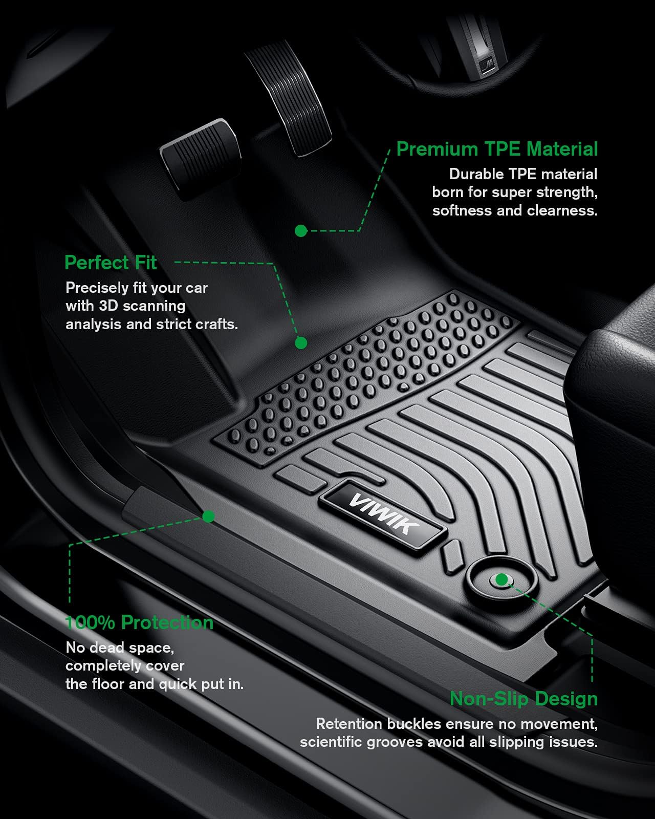Viwik Floor Mats For Toyota Camry 2018-2024 (Not For Hybrid), Car Mats All Weather Protection Custom Floor Liners Front & Rear, Car Accessories For 2018-2024 Camry Odorless Non-Slip