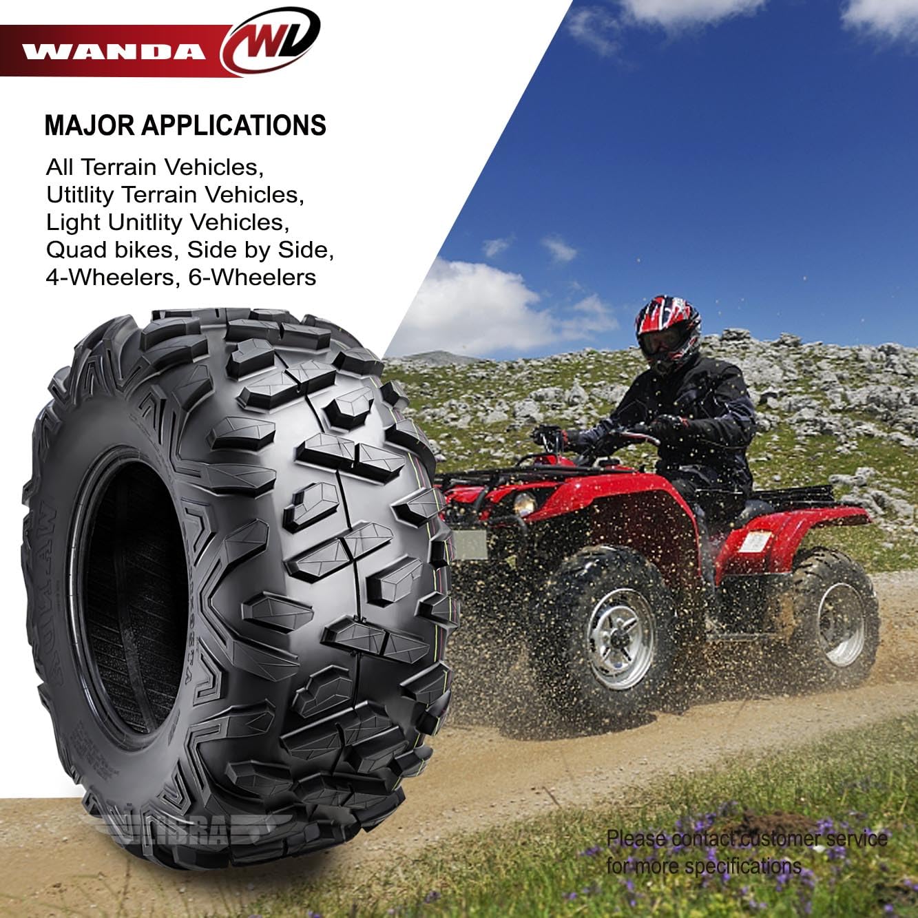 Wanda Set Of 4 New Radial Atv/Utv Tires 27X9R14 Front & 27X11R14 Rear /6Pr P3501-10401/10402