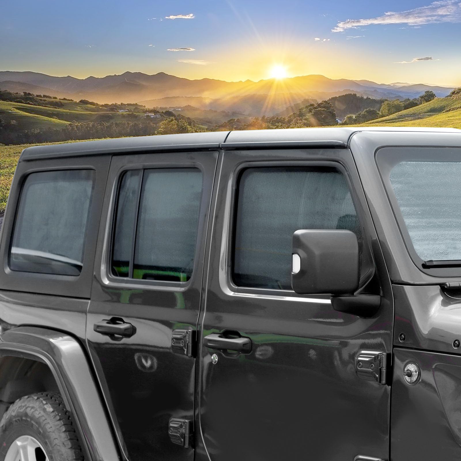 Jimen Windshield Sunshades Compatible With Jeep Wrangler Jl & Unlimited 4 Door 2018-2023, 8Pcs Window Visor Shades For Car Side