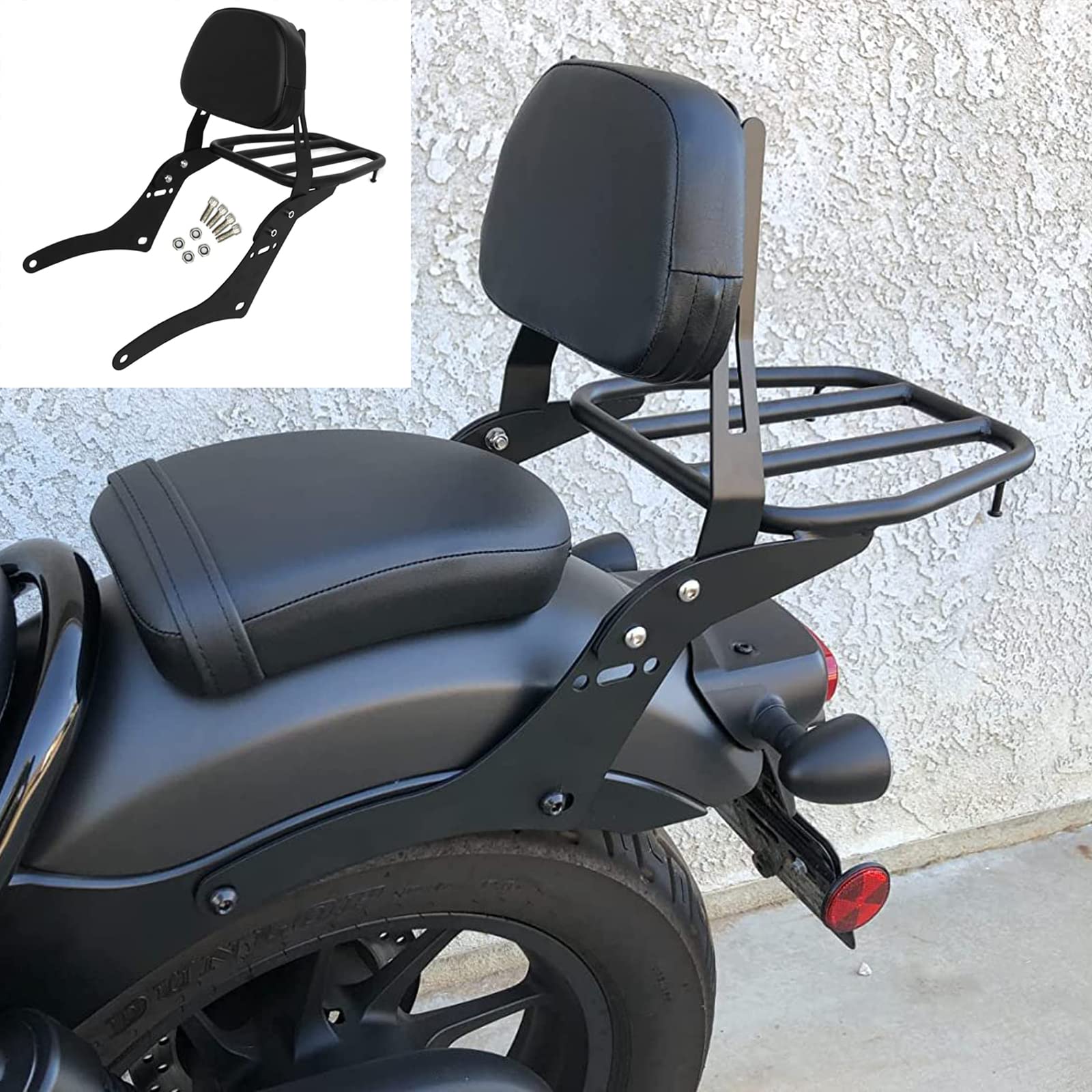 Worldmotop Motorcycle Sissy Bar Backrest Rear Passenger Seat Replacement For Honda Cmx 500 Rebel Cmx 300 Cmx500 2017-2023 Detach