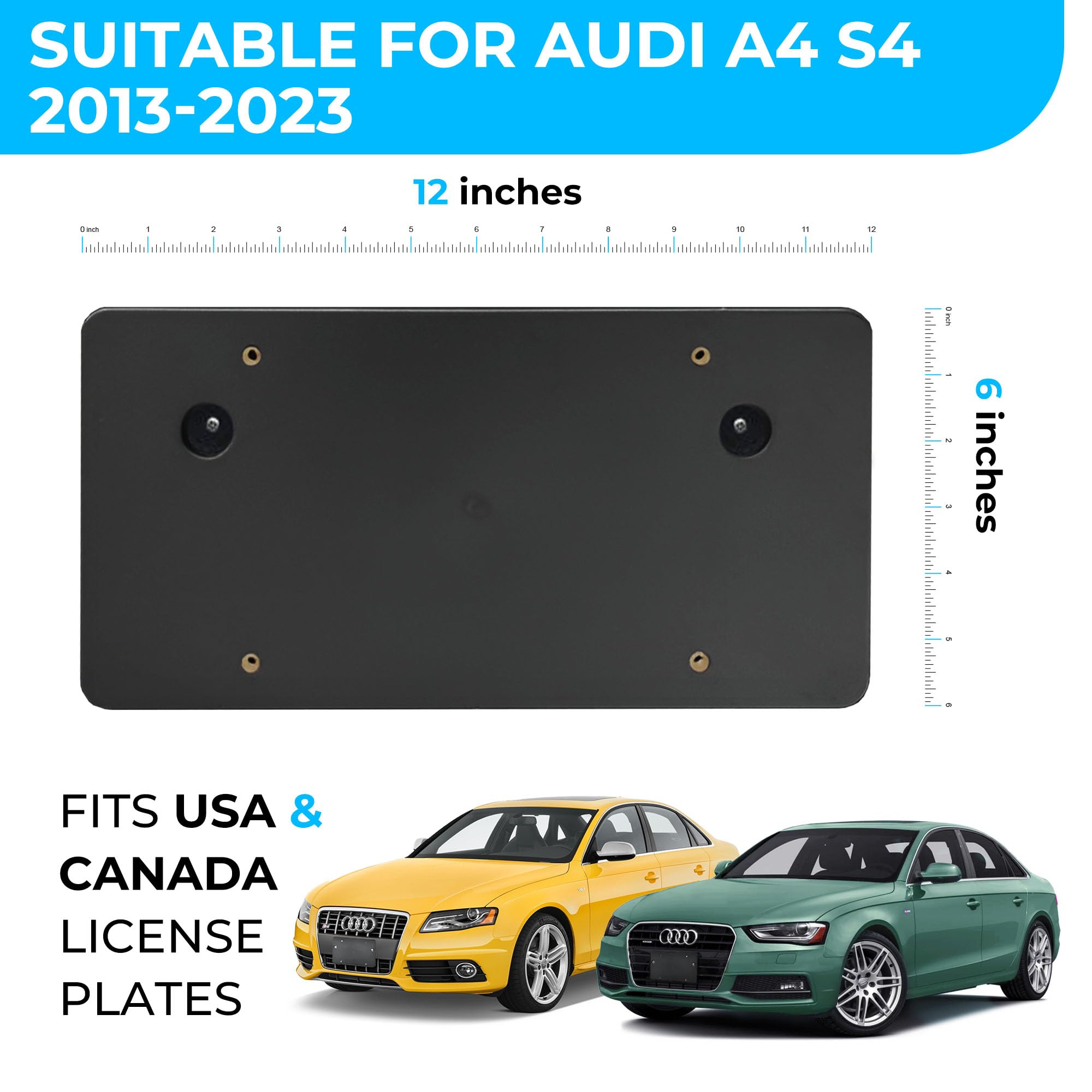 Rear Bumper License Plate Bracket For Audi A4 S4 2013-2023, Plate Holder Set W 8 Unique Screw Bolts & Wrench Kit, License Tag Mo