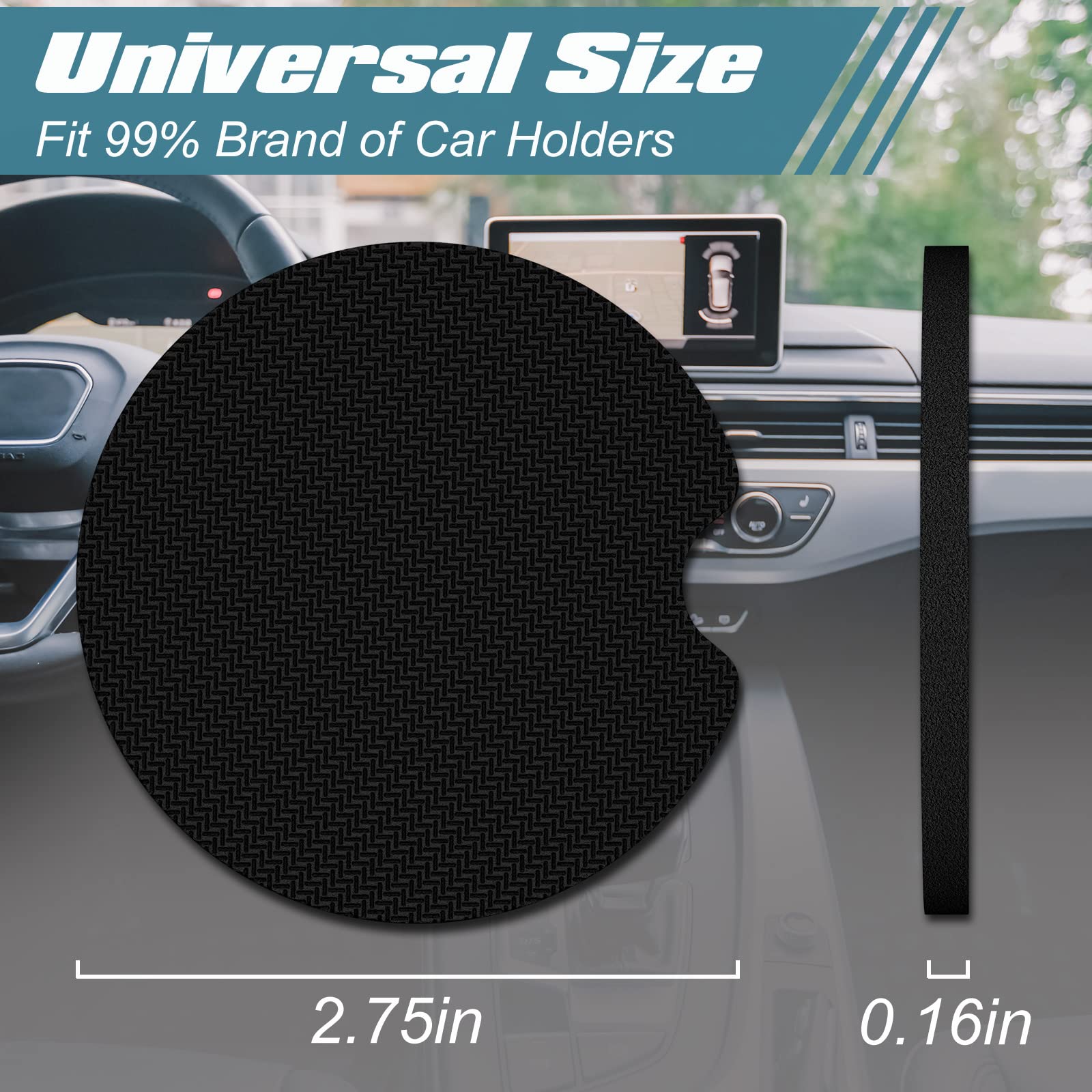 Aiawoxc Car Cup Holder Coasters, 2 Pack Universal Auto Anti Slip Insert Coaster, Rubber Car Coasters With A Finger Notch, Cute C