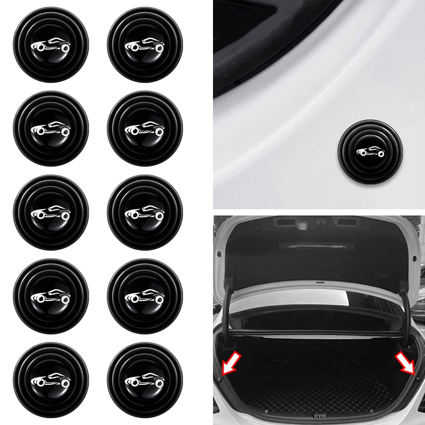 Deemars 10 Pcs Car Door Shock Absorber, Car Door Shock Absorbing Pvc Gaskets, Door Edge Guard Bumper Cushion, Car Door Soundproo