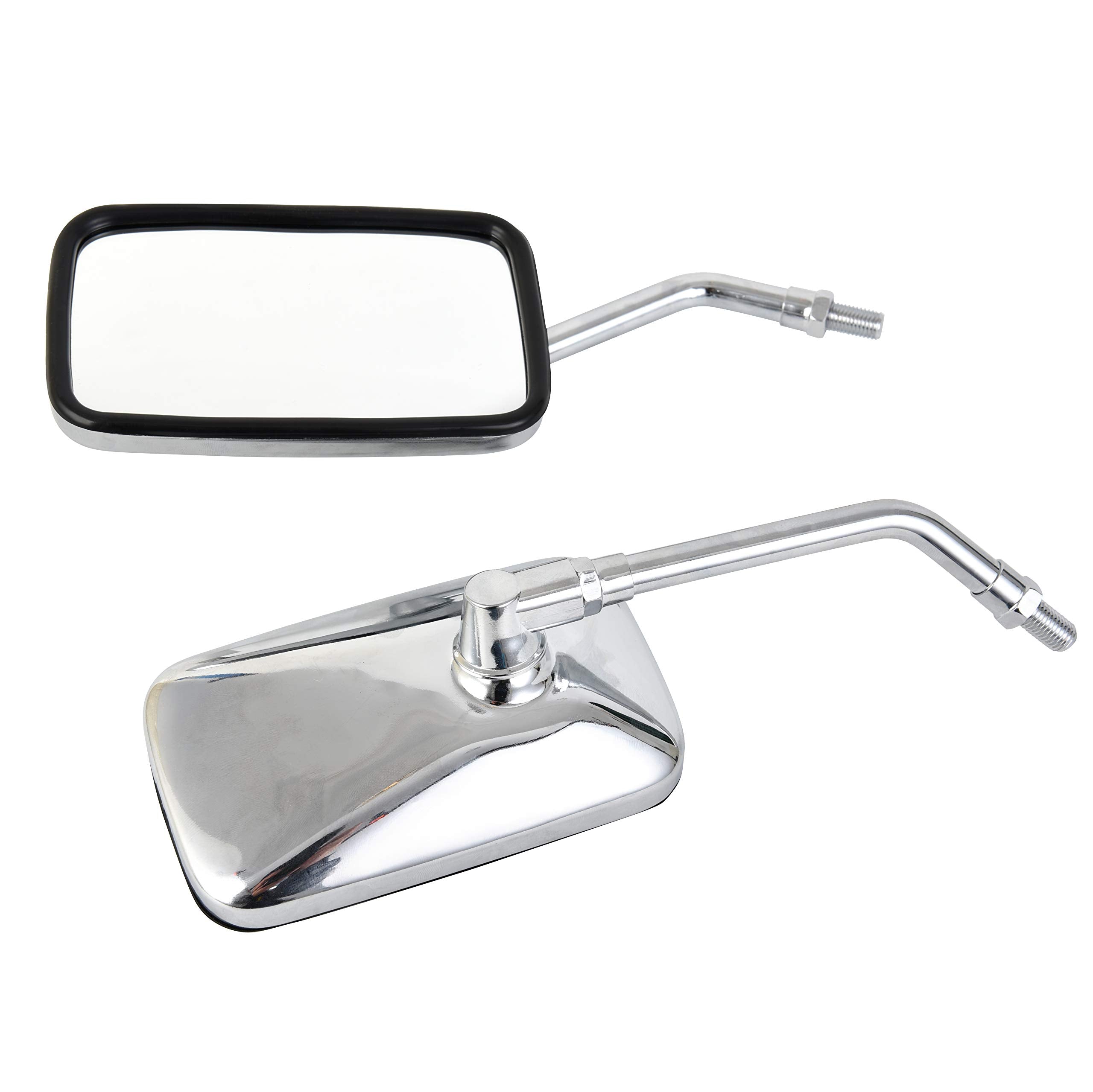 Rawsomes Motorcycle Side Mirrors - Chrome Silver, ABS, 125mm x 70mm, Universal Fit for Harley, Kawasaki, Suzuki, Aprilia, Cruiser, Scooter