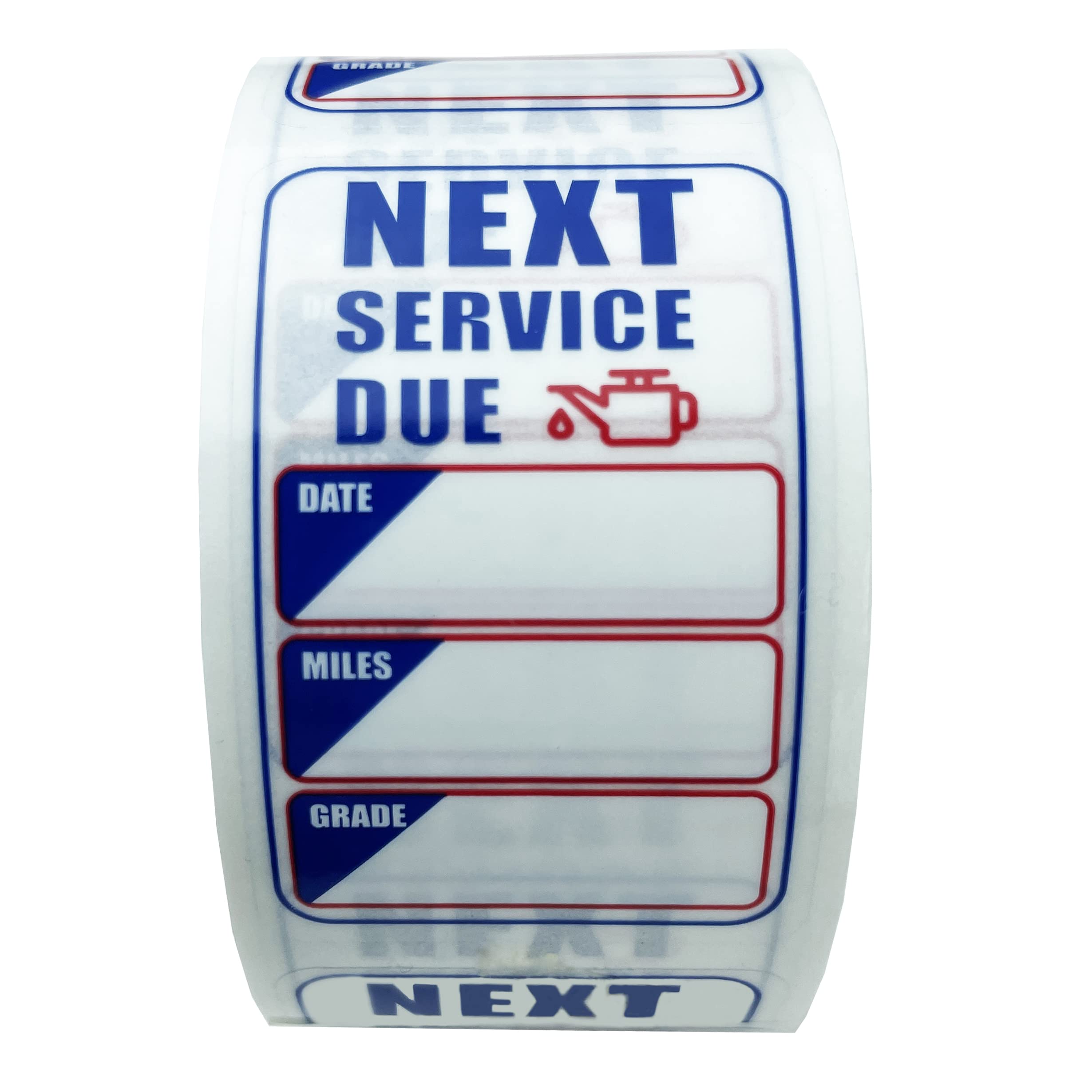 Oil Change Stickers 250 Pcs Per Roll-Service Reminder Stickers - 2'' X 1,25'' Premium Clear Stock-Windshield Stickers-Checkered 