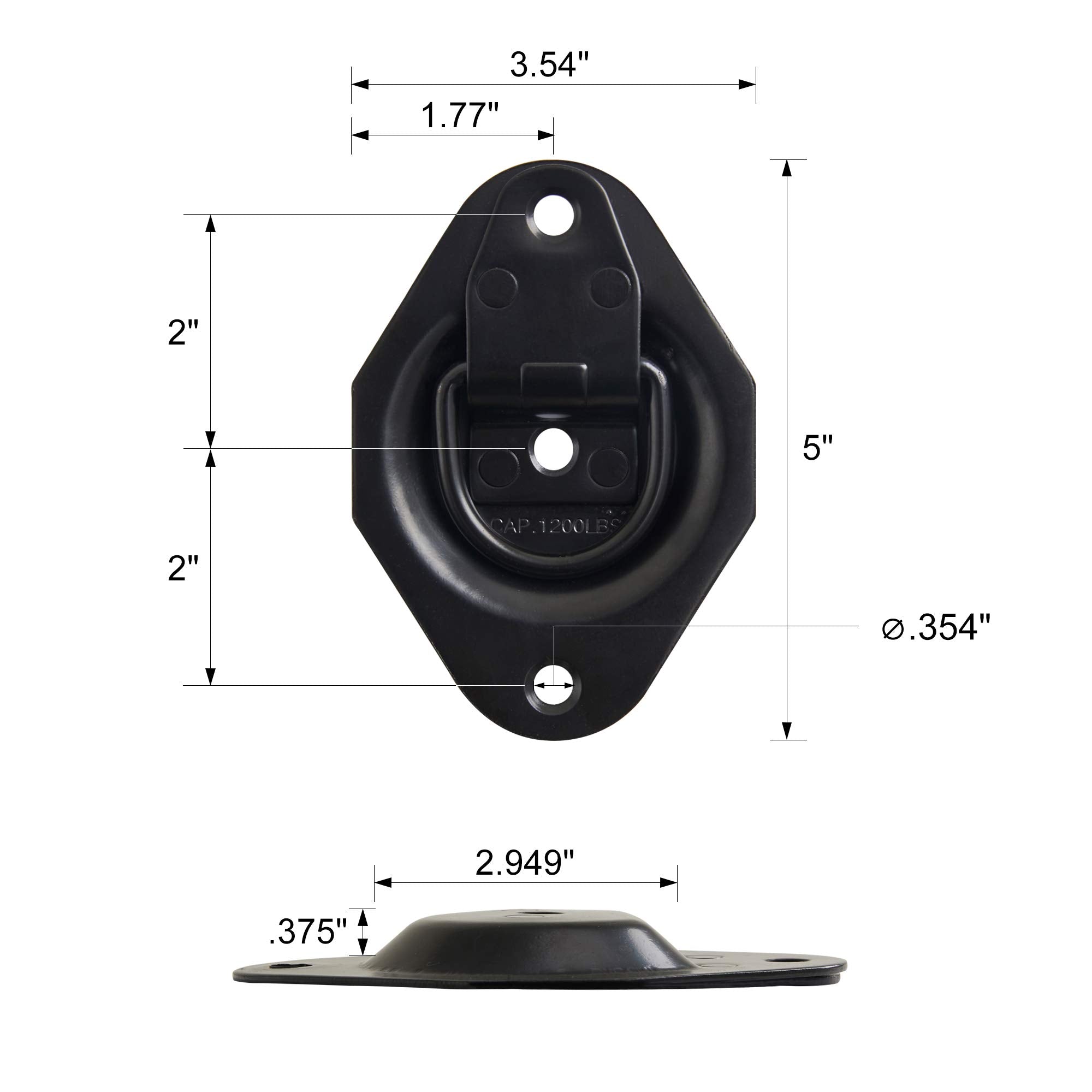 Lonffery 6 Pack Heavy Duty D-Ring Tie Down Anchors, 1200 lb Capacity, Alloy Steel, Black