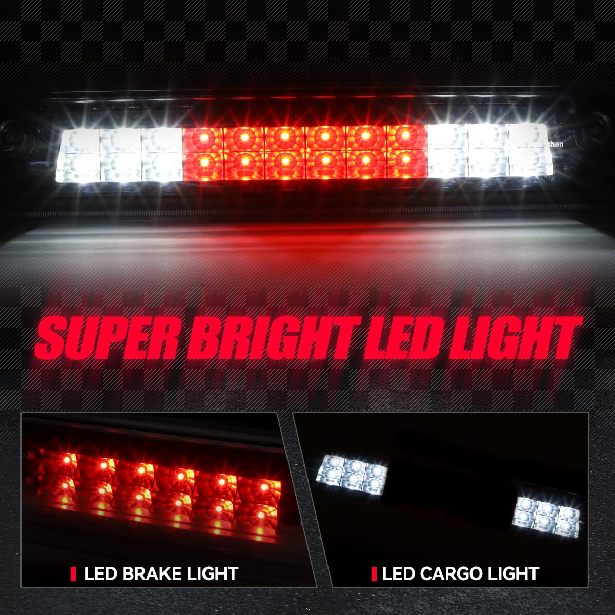 Auto Dynasty Dual Rows LED Black Housing High Mount 3rd Third Brake Light Cargo Lamp Compatible with Chevy Colorado/GMC Canyon 1