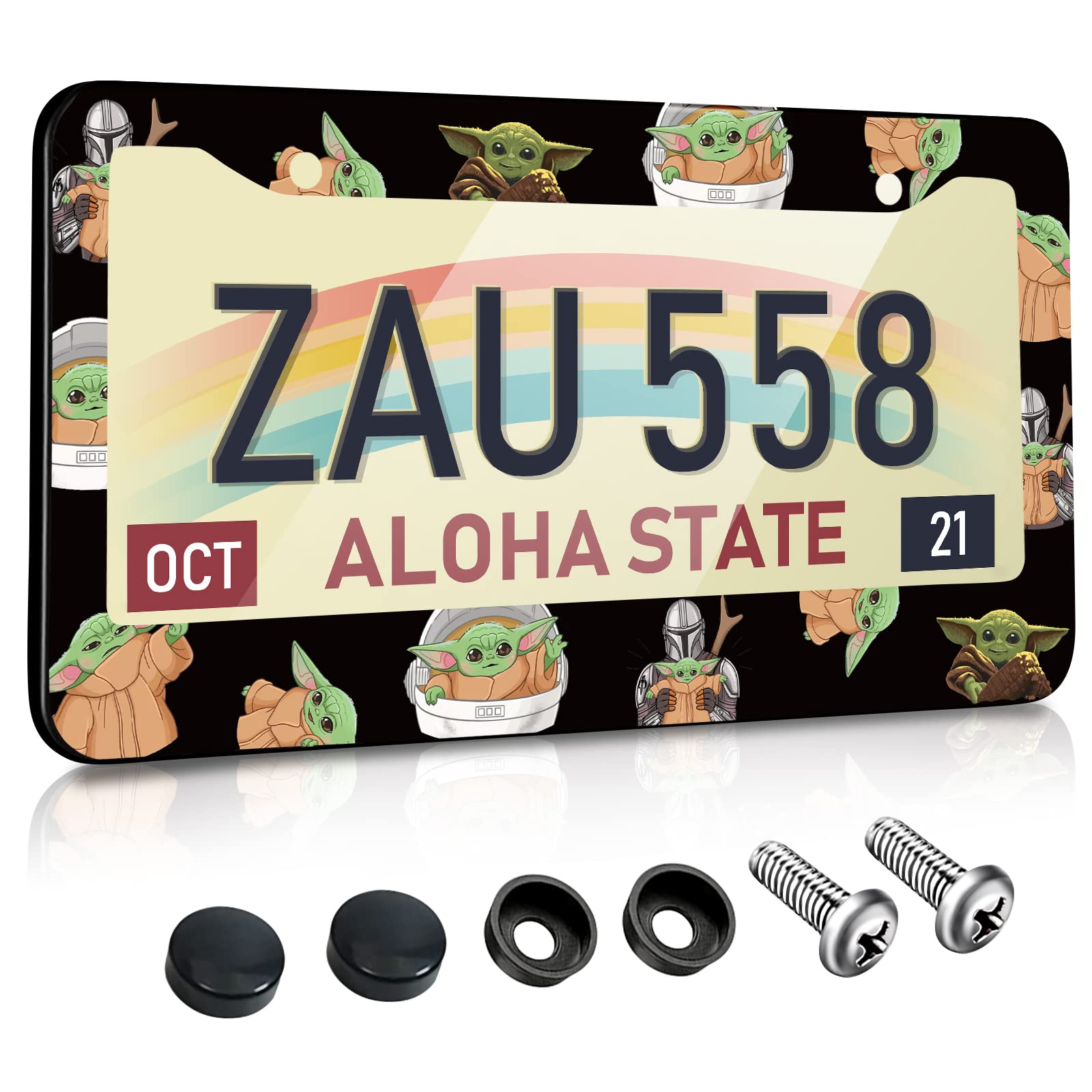 Akkya License Plate Frames For Women Men Car Plate Holder Cover Cute Funny Cartoon Child Metal Tag Frame Stainless Steel Car Acc