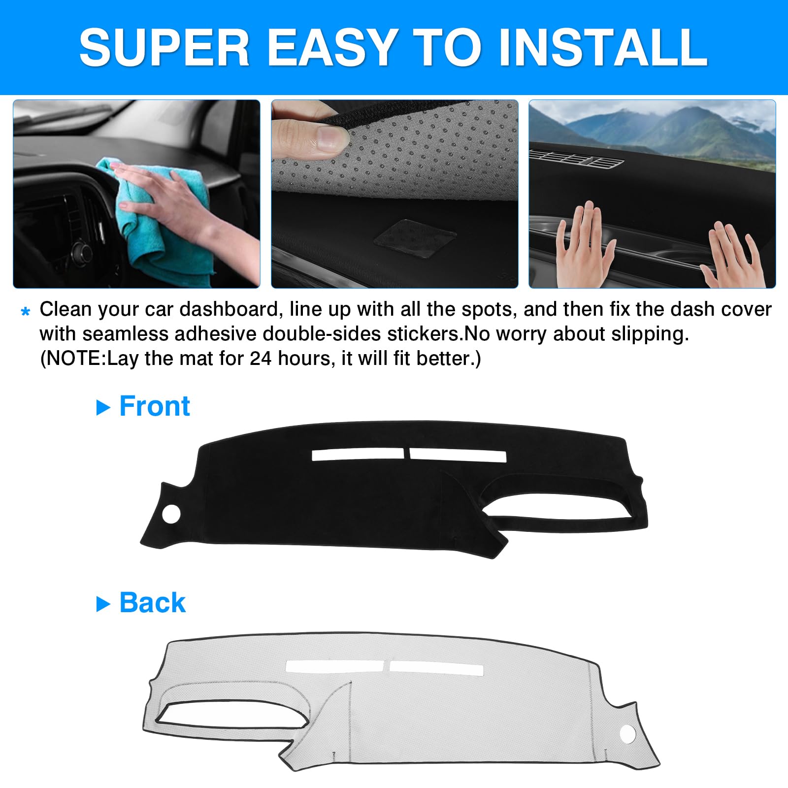 Autorder Velvet Dash Cover Mat for 1995-1996 Chevy Silverado & GMC Sierra, Black, Model AUT00070