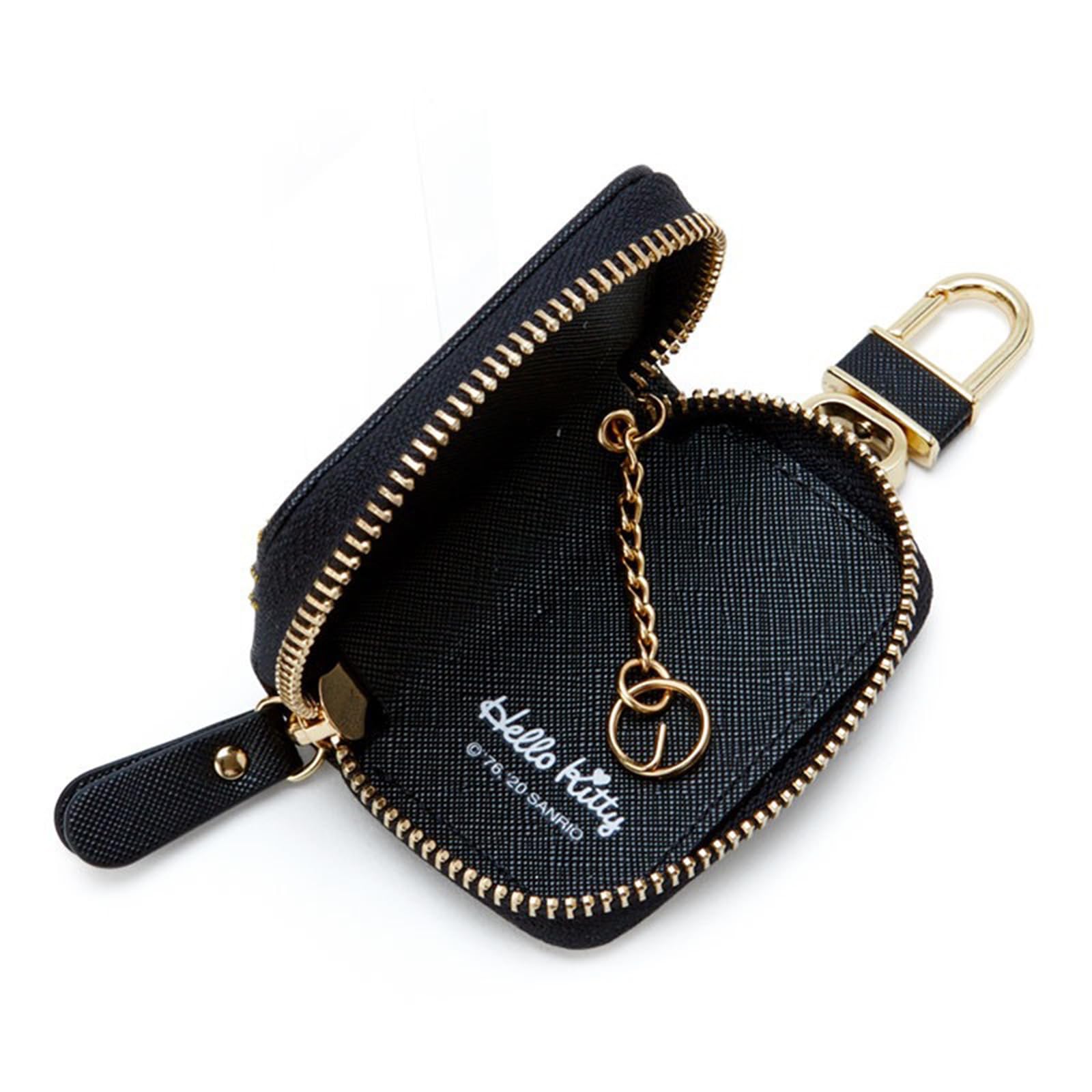 Cartoon Cute Car Remote Key Case,Pu Leather Car Key Holder Ring Box,Metal Hook Zipper Embroidered Bag,Wristlet Keychain Key Case