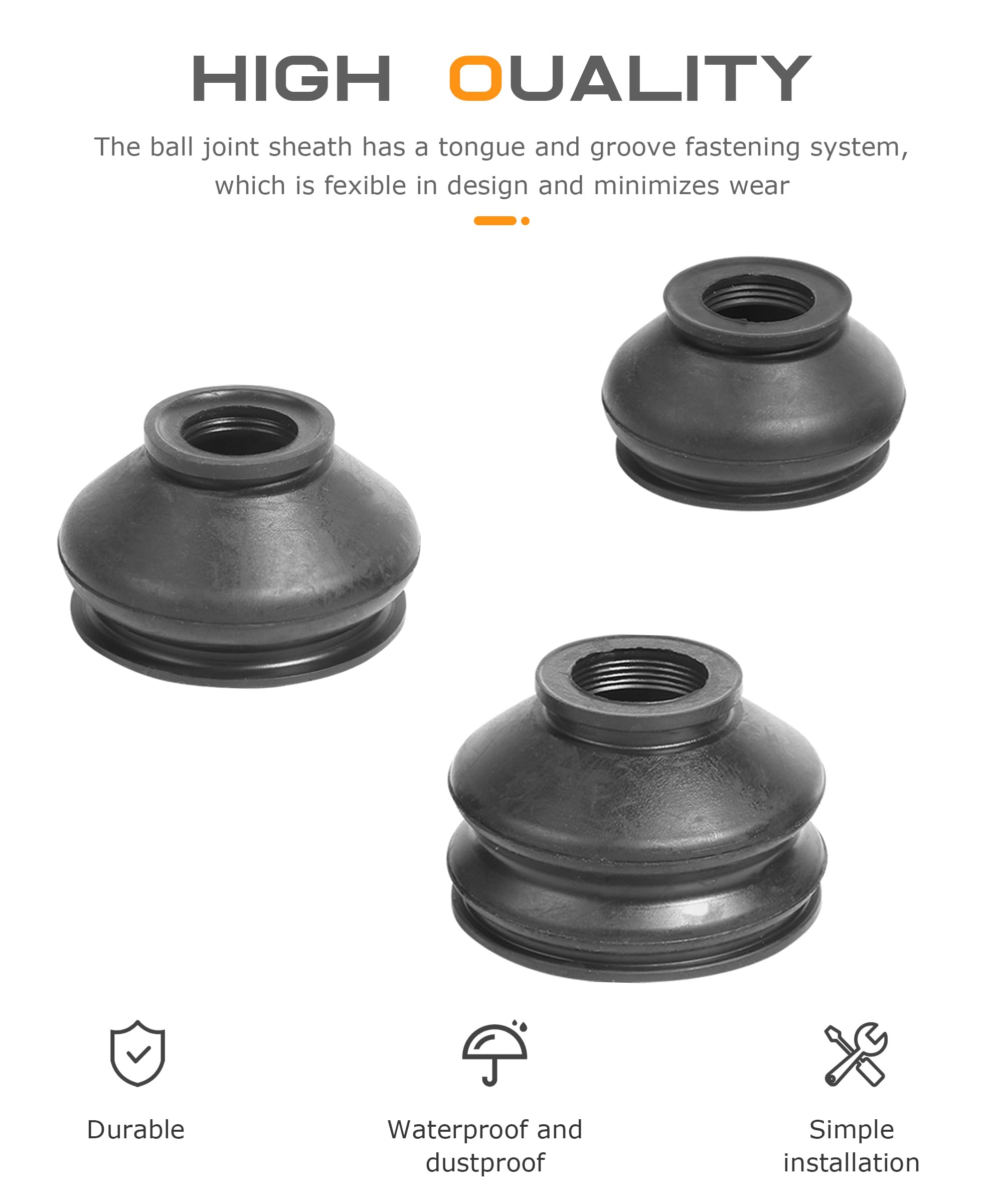 SCUARI 6PCS Tie Rod Boot,Car Accessories Rubber Tie Rod End Boot,Ball Joint Boot Replacement,Turn To Rod Arm Ball Joint Head Dus