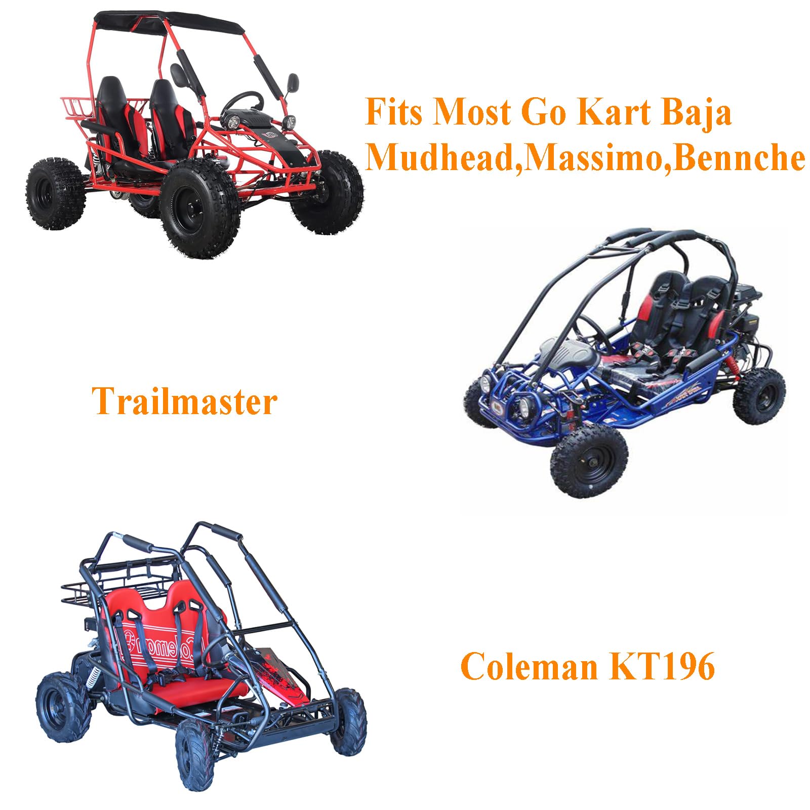 Chikia Go Kart Cover 420D Waterproof Heavy Duty Black 67"x45"x47" for Coleman KT196 TrailMaster Baja