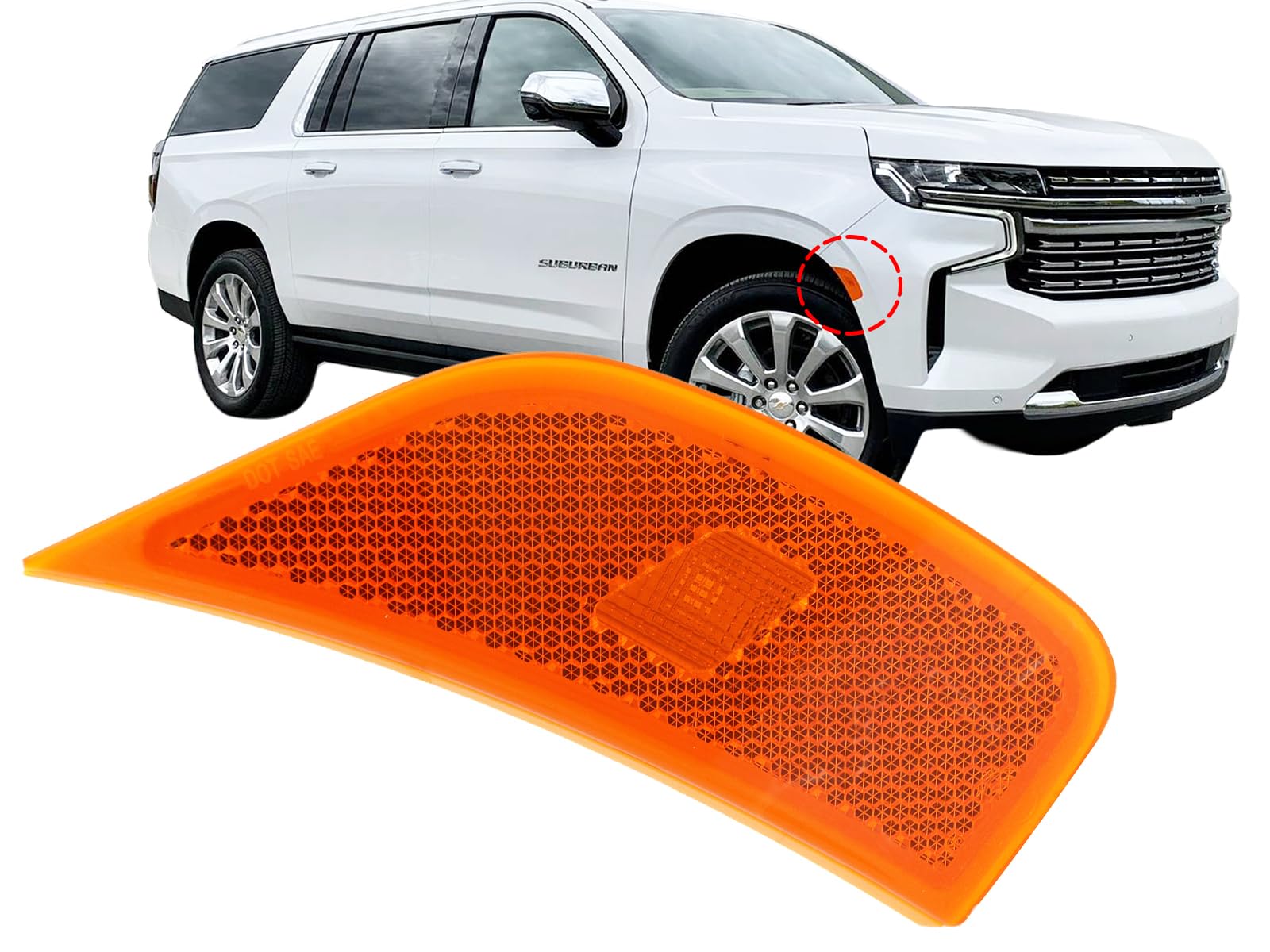 Auto Parts Avenue APA Replacement Front LED Side Marker Lamp for 2021 2022 2023 Tahoe Suburban Yukon XL Denali Escalade ESV Pass