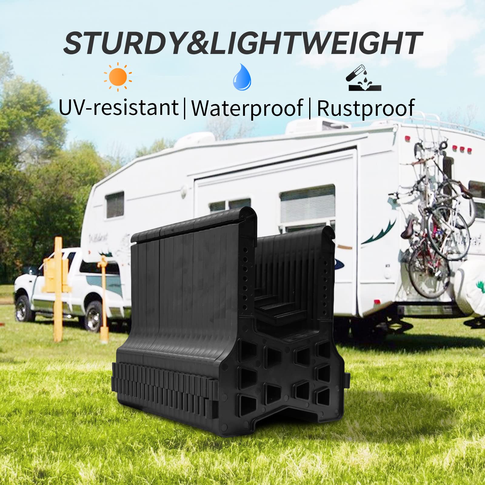 Rvmate Rv Sewer Hose Support 20 Feet, Quick Set-Up Septic Hose Support Black, Help Dumping Efficiently And Securely, Comes With