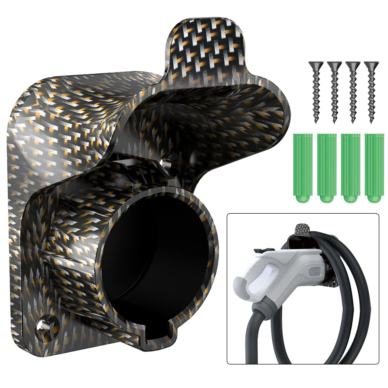 Ev Charger Holder Wall Mount Electric Car Charging Cable Holster For Sae J1772 Charging Plug & Connector