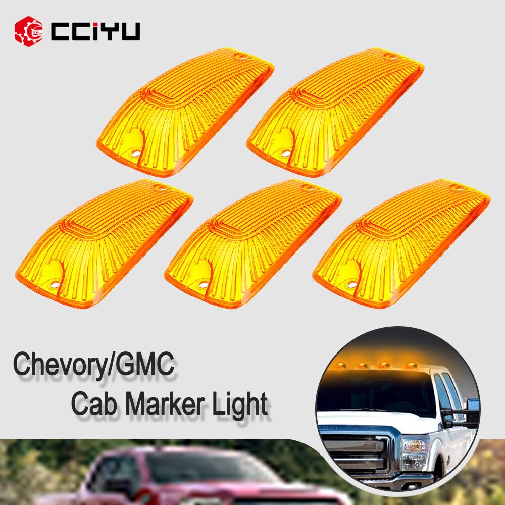 cciyu Cab Marker Light Assembly - Amber Lens, 5 pcs for 1988-2000 Chevy/GMC Truck, Model 4333020317