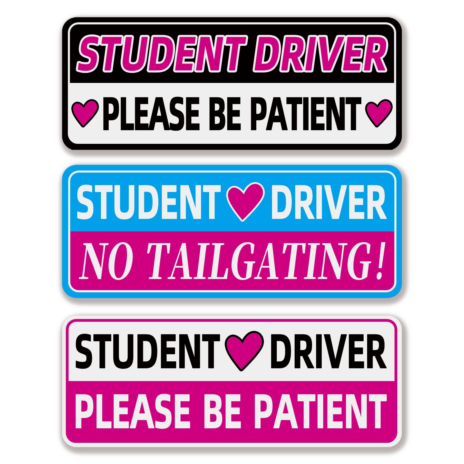 Cute Student Driver Magnet for Car, Please Be Patient Magnetic Student Driver Sign, Pink New Drivers Magnet Stickers Funny Remov