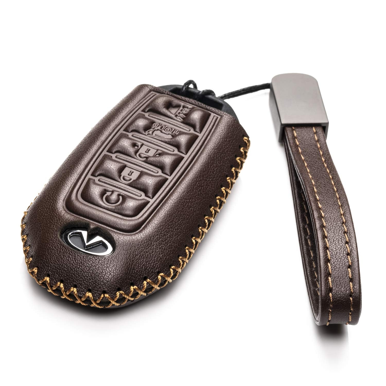 Vitodeco Leather Smart Key Fob Case Cover Protector Compatible for 2018 - 2023 Infiniti QX60, QX50, 2022 - 2023 Infiniti Q50, Q6