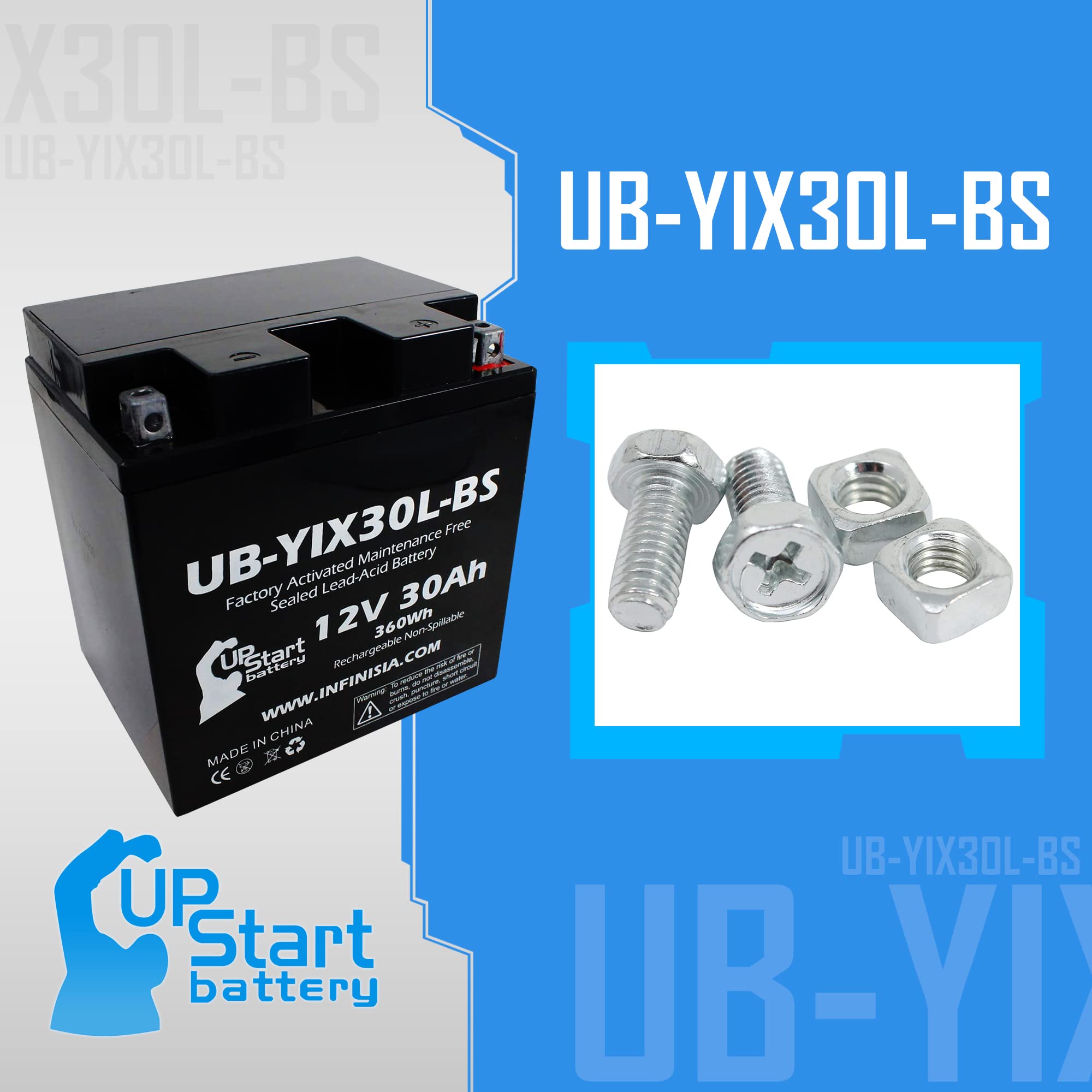 Replacement For Yix30L-Bs Battery 12V 30Ah Sla - Compatible With Moto Guzzi V7, 2014 Polaris Ranger, 2018 Polaris Rzr, 2010 Pola