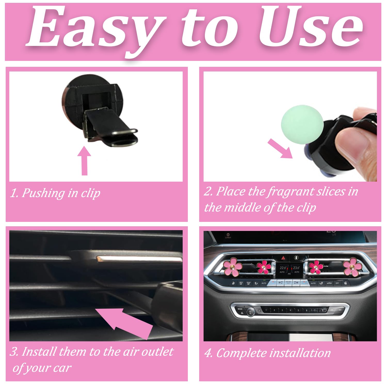 Obtanim 6 Pcs Car Air Vent Clips Colorful Daisy Flower Car Air Freshener Clip Air Conditioning Outlet Clip For Car Interior Deco