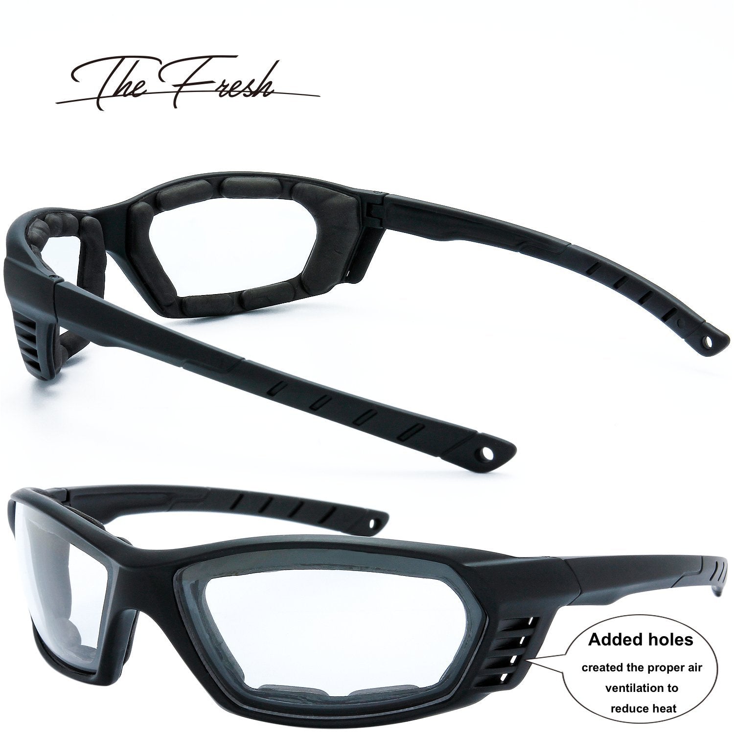 3 Pairs Motorcycle Riding Glasses Padded Frame Lens Block 100% Uvb For Outdoor Activity Sport (8-Matte Black/Tortoise, Clear, Ye