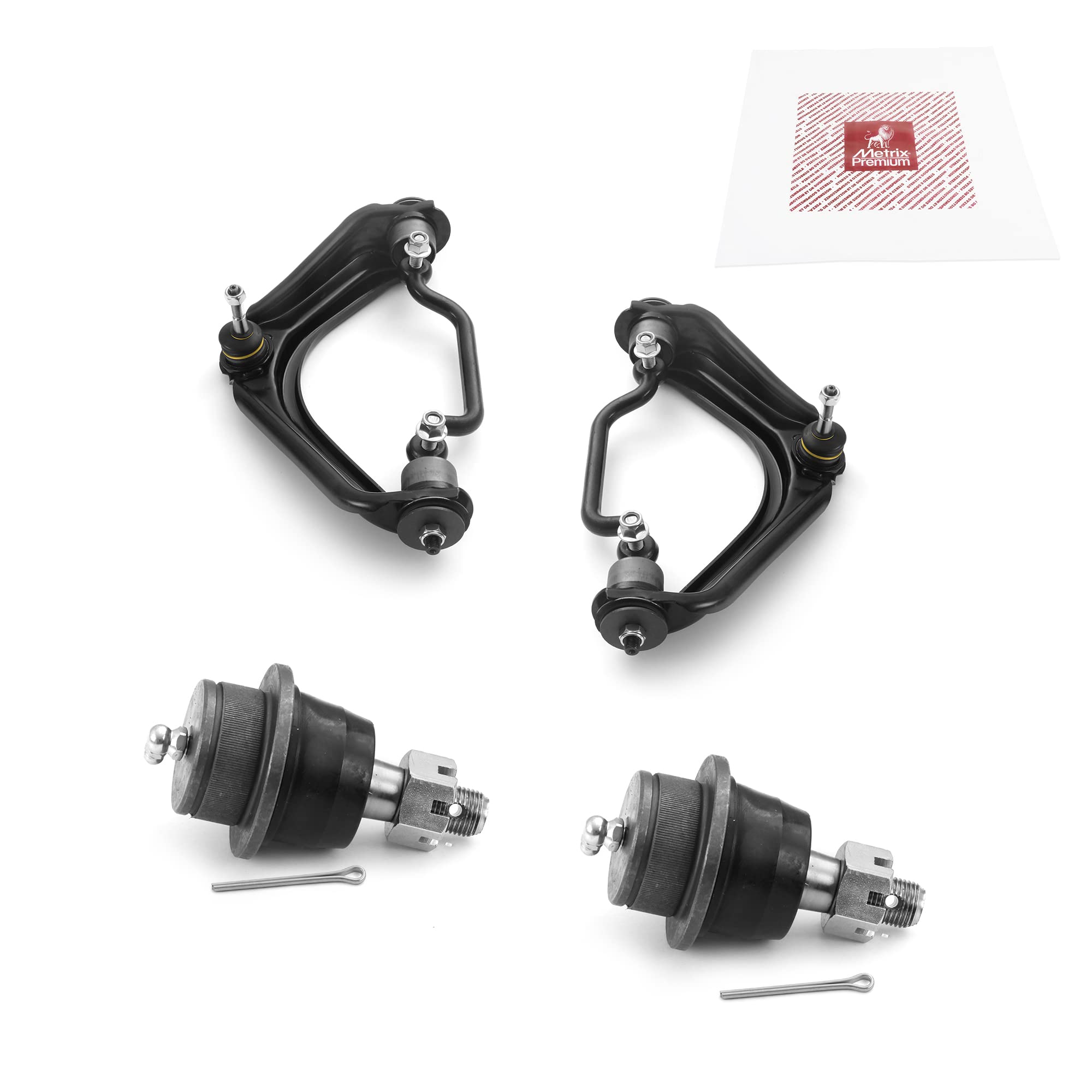 Metrix Premium Chassis Parts - 4 Pc Front L/R Upper Control Arm & Front Lower L/R Ball Joint Kit Fits 03-05 Lincoln Aviator, 02-