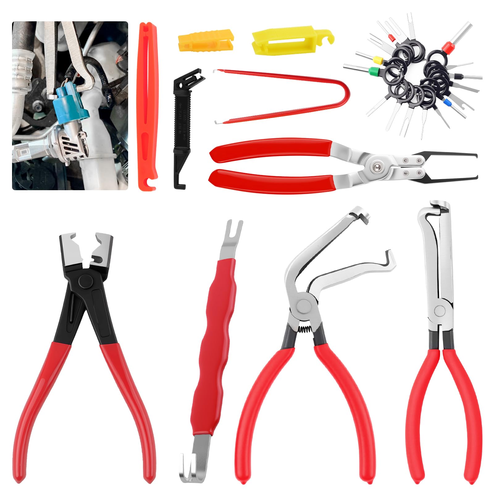 Purthog 11PCS Automotive Electrical Terminal Connector Separator Removal Tool Kit,Straight/60/Dual Head Automotive Electrical Co