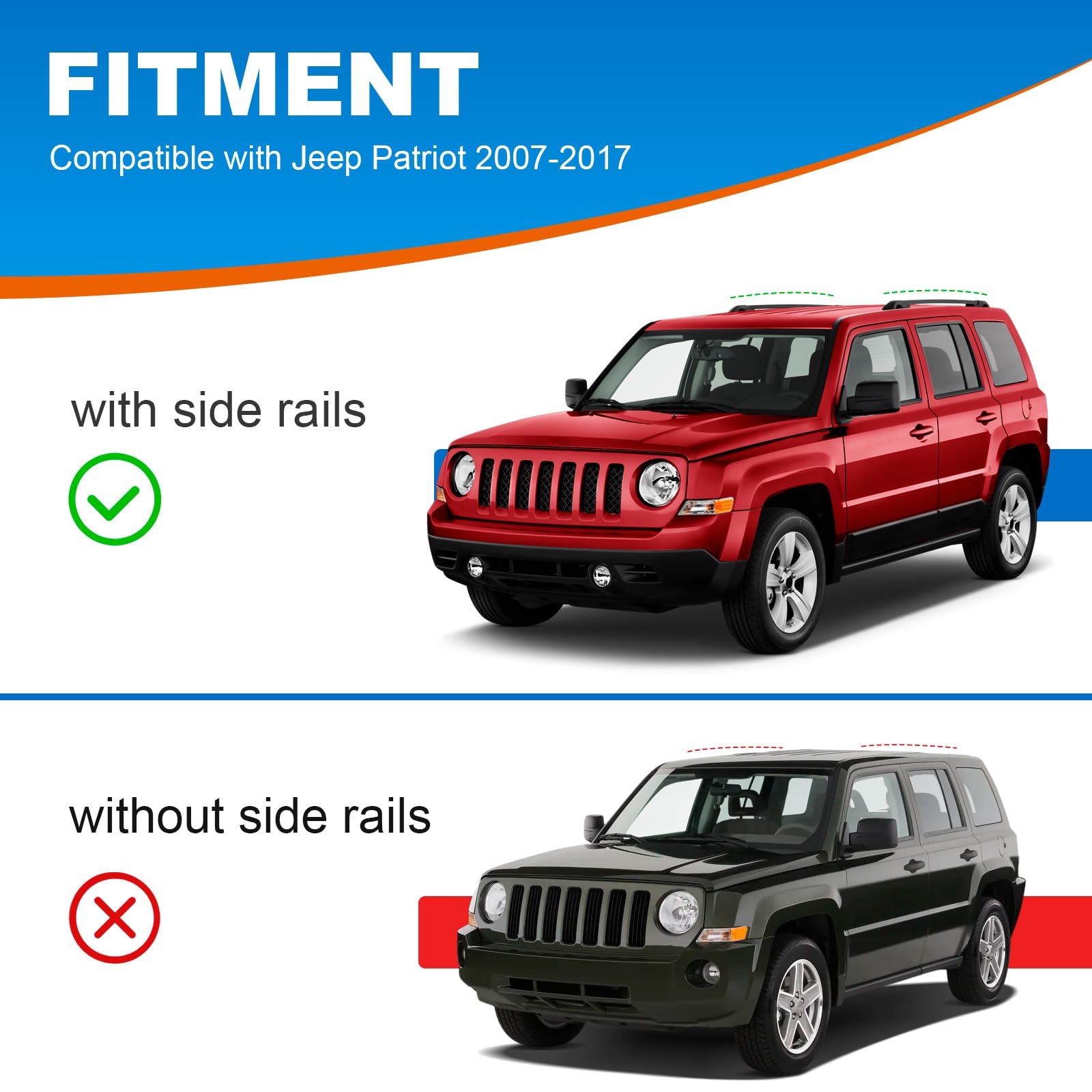 Fengyu Roof Rack Cross Bars Compatible With Jeep Patriot 2007-2017, Aluminum Roof Rails Crossbars Cargo Bars Rooftop Canoe Bike