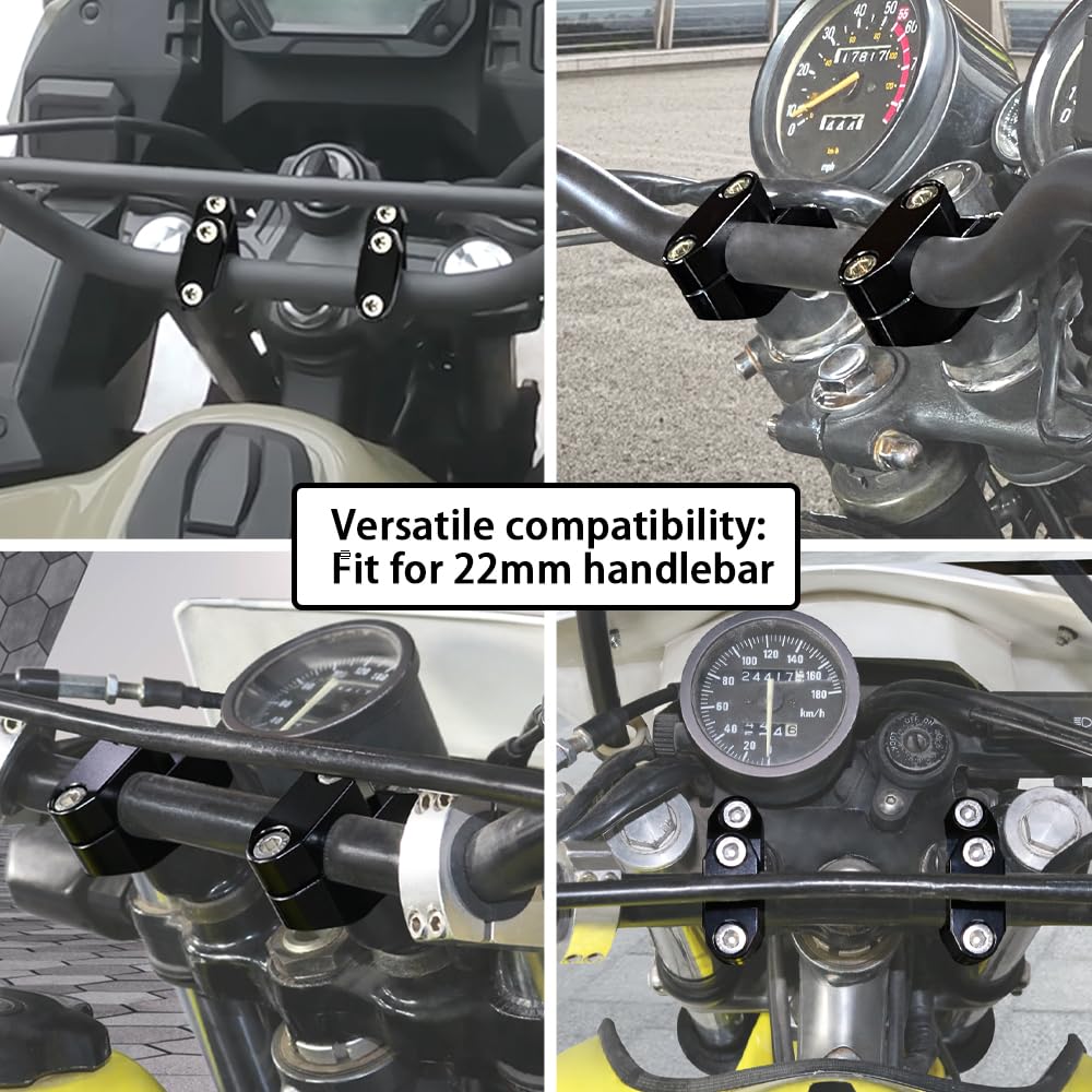Xitomer 22mm 7/8'' Motorcycle Handlebar Risers With Clamps, ATV Dirt Bike Motocross, Fit for Grom MSX125/ CRF250L, FZ1/ FZ8/ FZ1