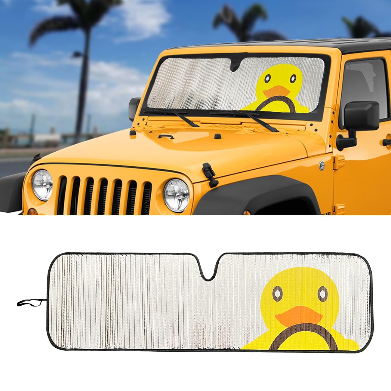 Windshield Sun Shade For Jeep Wrangler Jk Jku Jl Jlu1997-2024,Window Sun Visor For Uv Rays & Heat Protection,Duck Windshield Sun