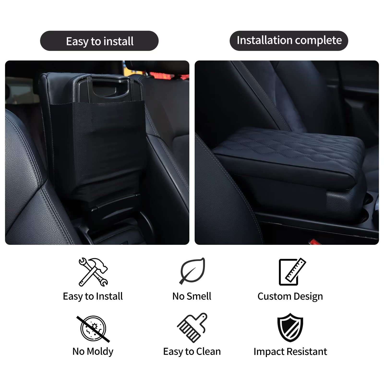 Qzhiren Car Center Console Cover-Armrest Box Mat,Memory Foam Leather Arm Rest Covering Car, Arm Rest Cushion For Suv/Truck/Vehicle(Beige)