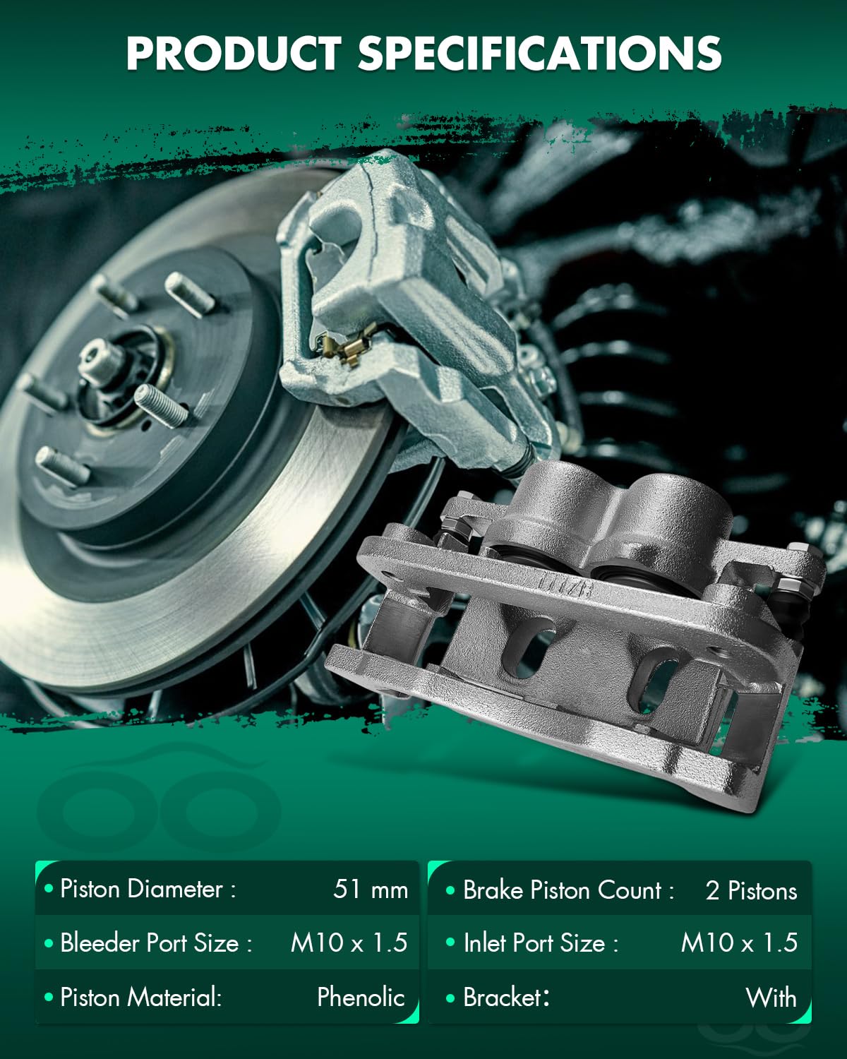 Scitoo Front Right Brake Caliper With Bracket 18B4918A Compatible For Cadillac 2008-2019 For Chevrolet 2008-2019 For Gmc 2008-20