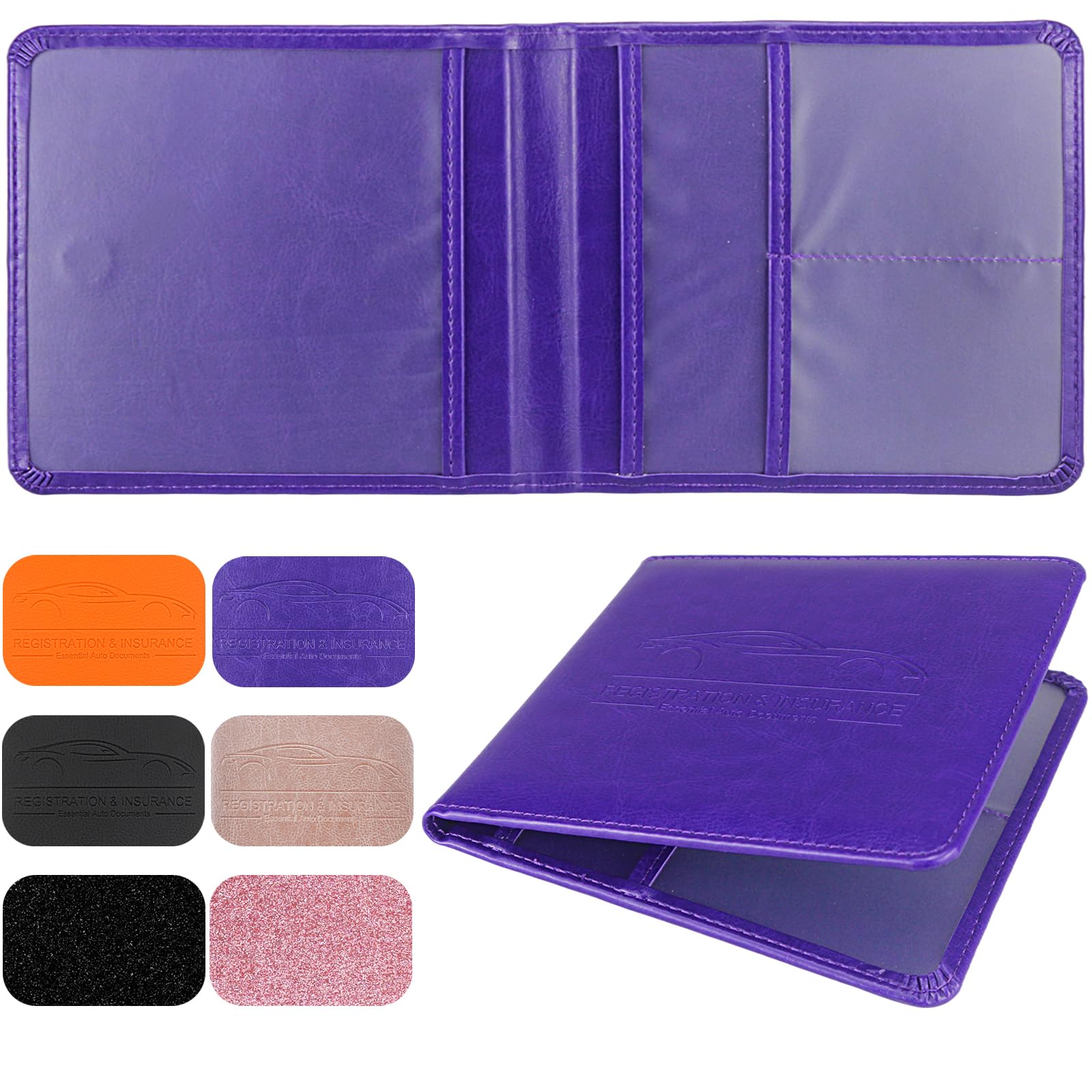 Lumimokki Car Registration And Insurance Holder, Leather Registration And Insurance Card Holder, Vehicle Glove Box Organizer - F